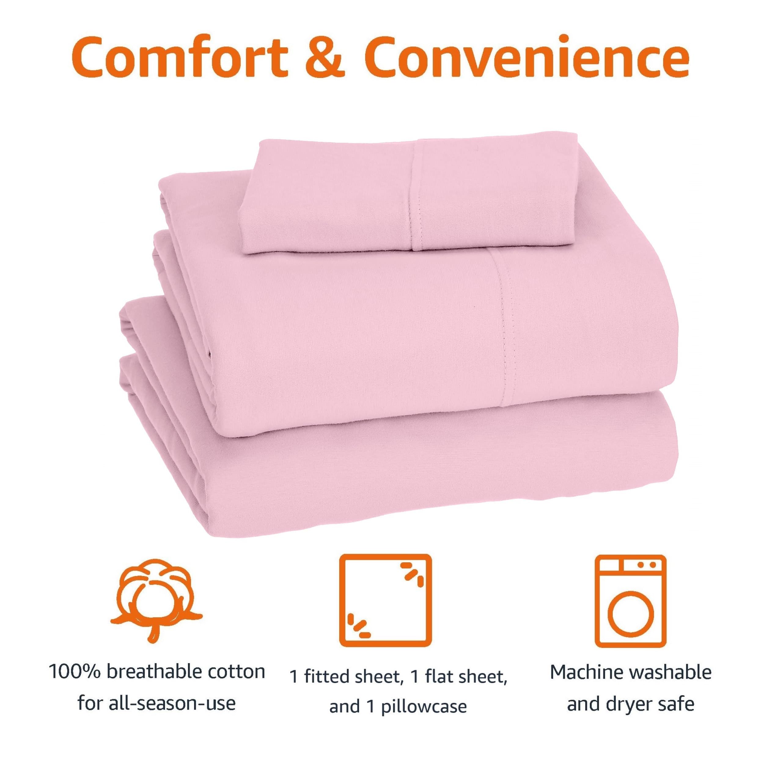Cotton Jersey 4-Piece Bed Sheet Set, Queen, White, Solid