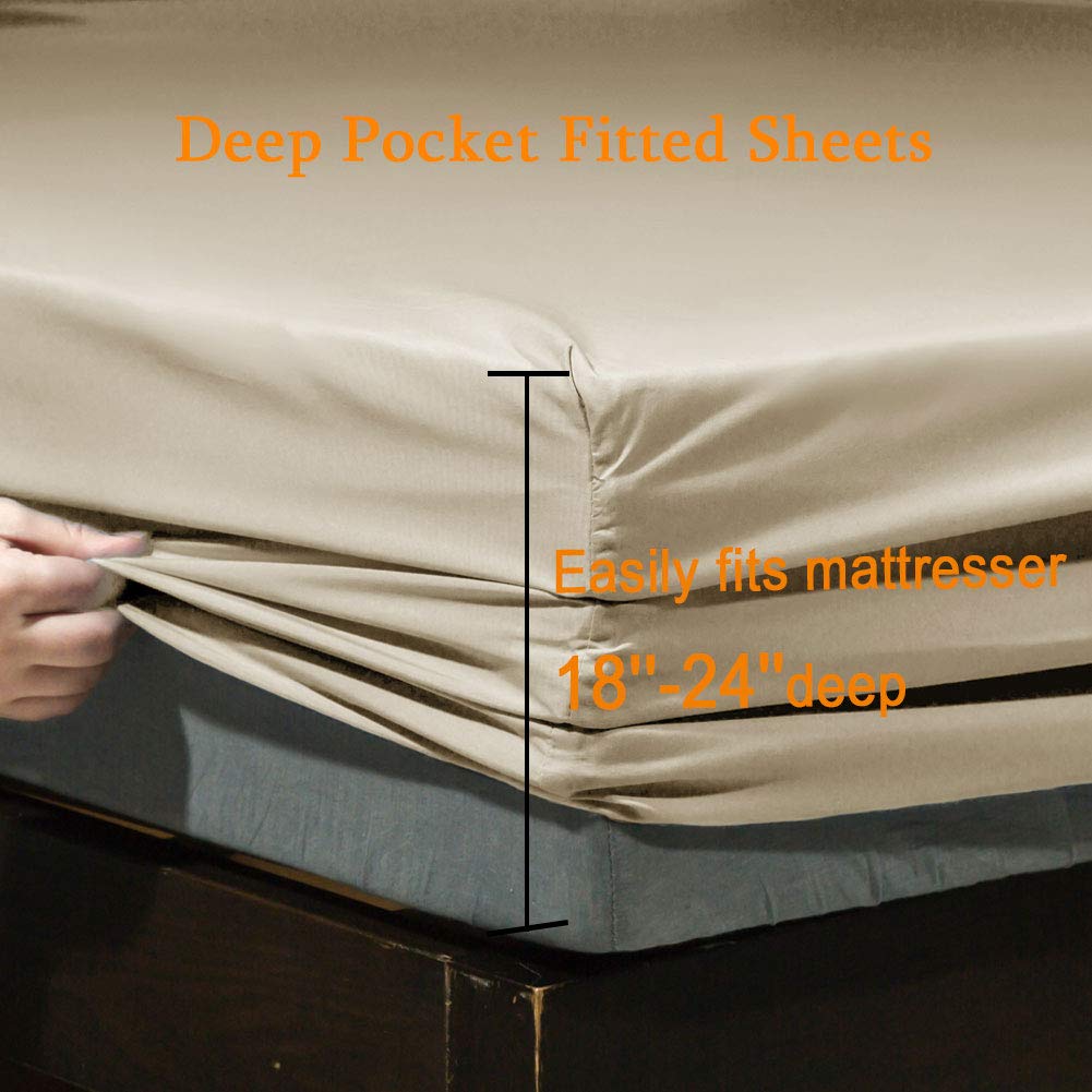 Bed Sheet Set Super Soft Microfiber 1800 Thread Count Luxury Egyptian Sheets Fit 18-24 Inch Deep Pocket Mattress Wrinkle-6 Piece (Dark Grey, Queen)