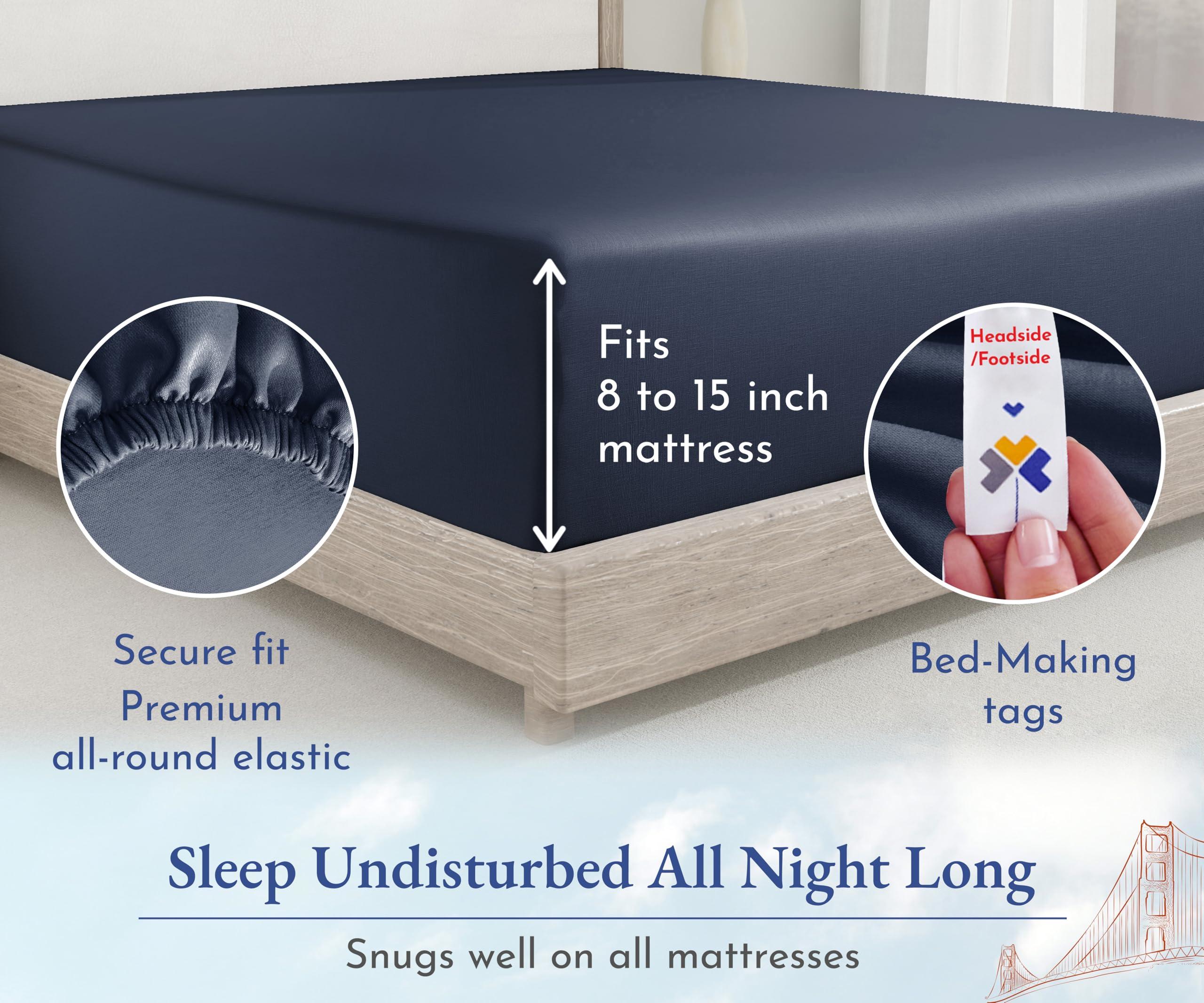 King Size Fitted Sheet White, 100% Cotton 400 Thread Count Sateen, Deep Pockets, Durable Fitted Sheet Only (King, White)