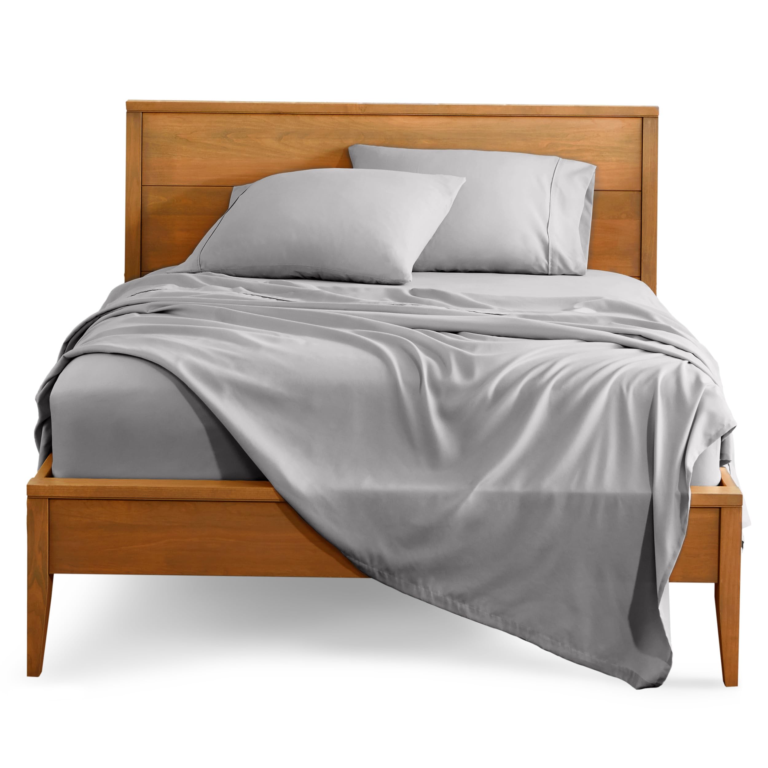 Queen Sheet Set - Luxury 1800 Ultra-Soft Microfiber Queen Bed Sheets - Double Brushed - Deep Pockets - Easy Fit - 4 Piece Set - Bedding Sheets & Pillowcases (Queen, Grey)