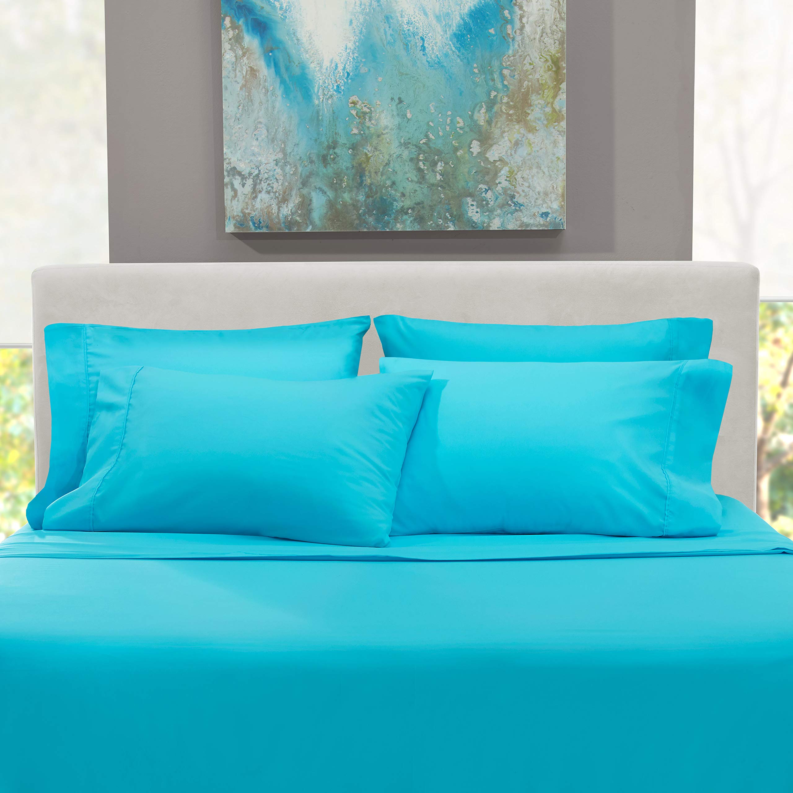 1Extra Deep Pocket King Size Sheets Sets - Fits Mattress 18-24 Inches Deep - Extra Deep Pocket Sheets - 6 Piece King Size Sheets - King Sheets Deep Pocket - Grey Sheets