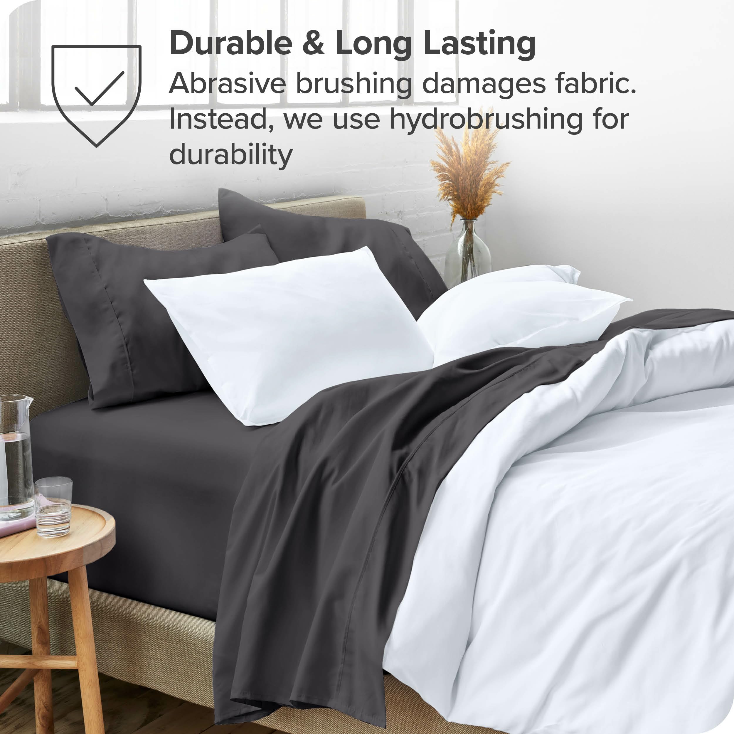 Queen Sheet Set - Luxury 1800 Ultra-Soft Microfiber Queen Bed Sheets - Double Brushed - Deep Pockets - Easy Fit - 4 Piece Set - Bedding Sheets & Pillowcases (Queen, Grey)
