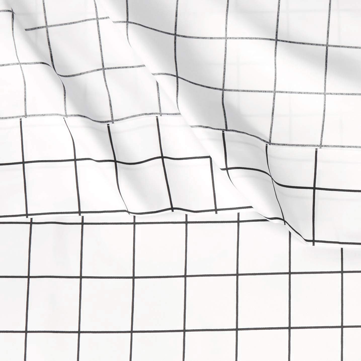 改Amazon Basics Soft Microfiber 4-Piece Bed Sheet Set with Elastic Side Pockets, Full, Black Grid, Geometric