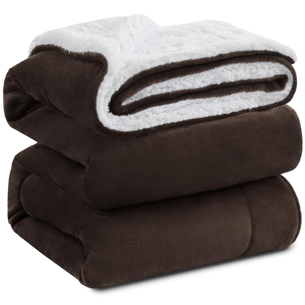 Sherpa Fleece Queen Size Blanket for Bed - Extra Warm and Heavy Thick Blankets for Winter, Super Soft 500GSM Plush Blanket, 90"X 90" Brown