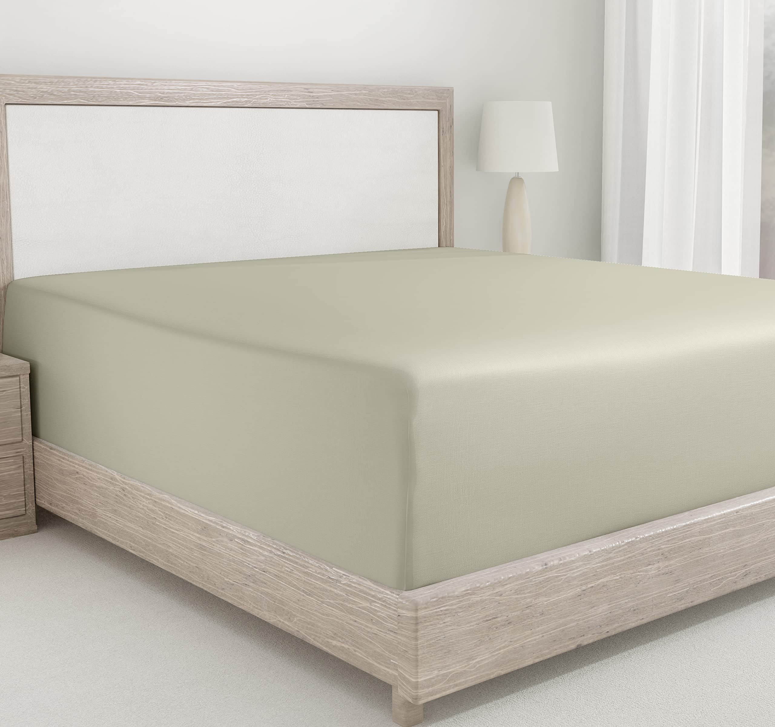 King Size Fitted Sheet White, 100% Cotton 400 Thread Count Sateen, Deep Pockets, Durable Fitted Sheet Only (King, White)