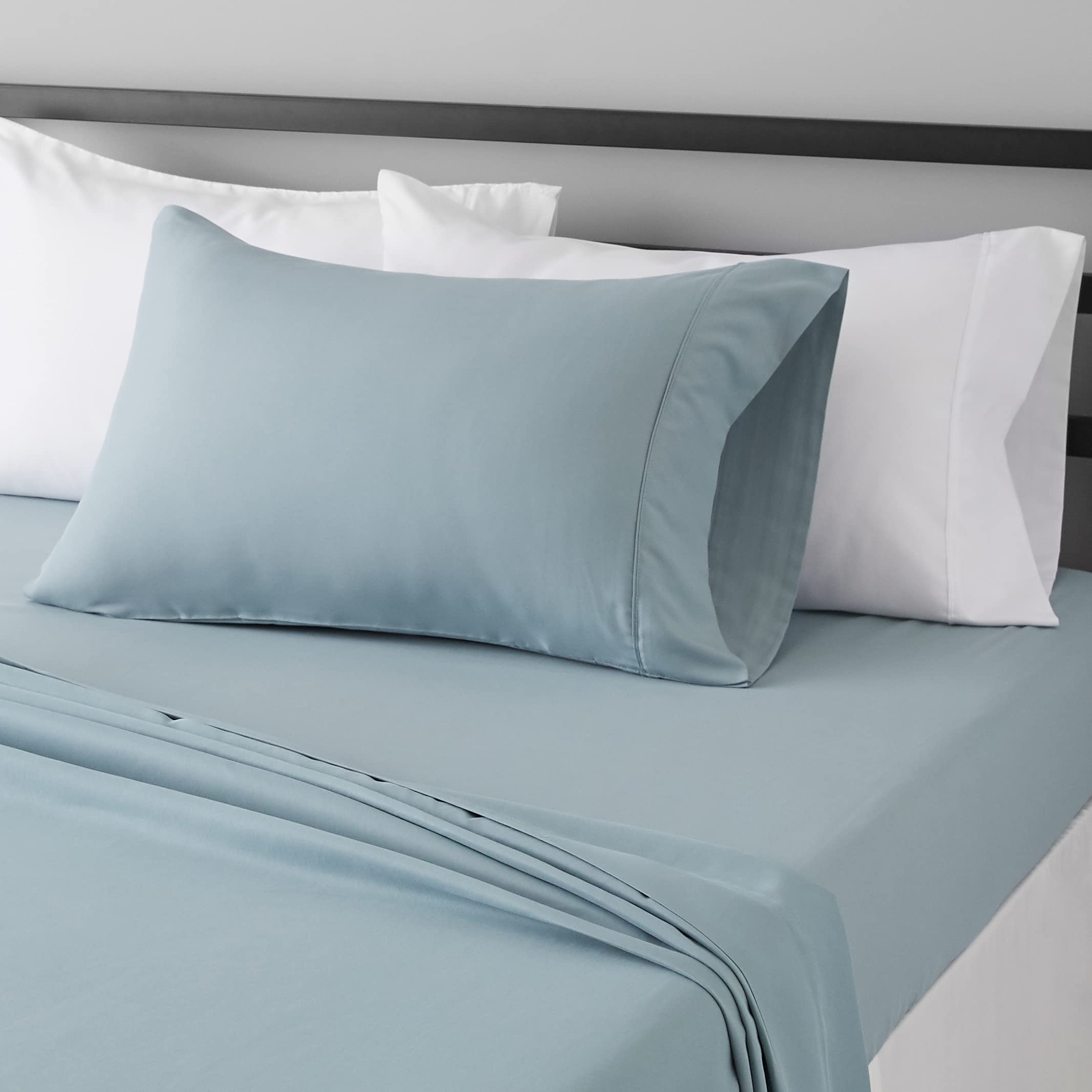 Lightweight Super Soft Easy Care Comfortable Microfiber 3-Piece Bed Sheet Set With 14-inch Deep Pockets, Twin XL, Dark Gray, Solid