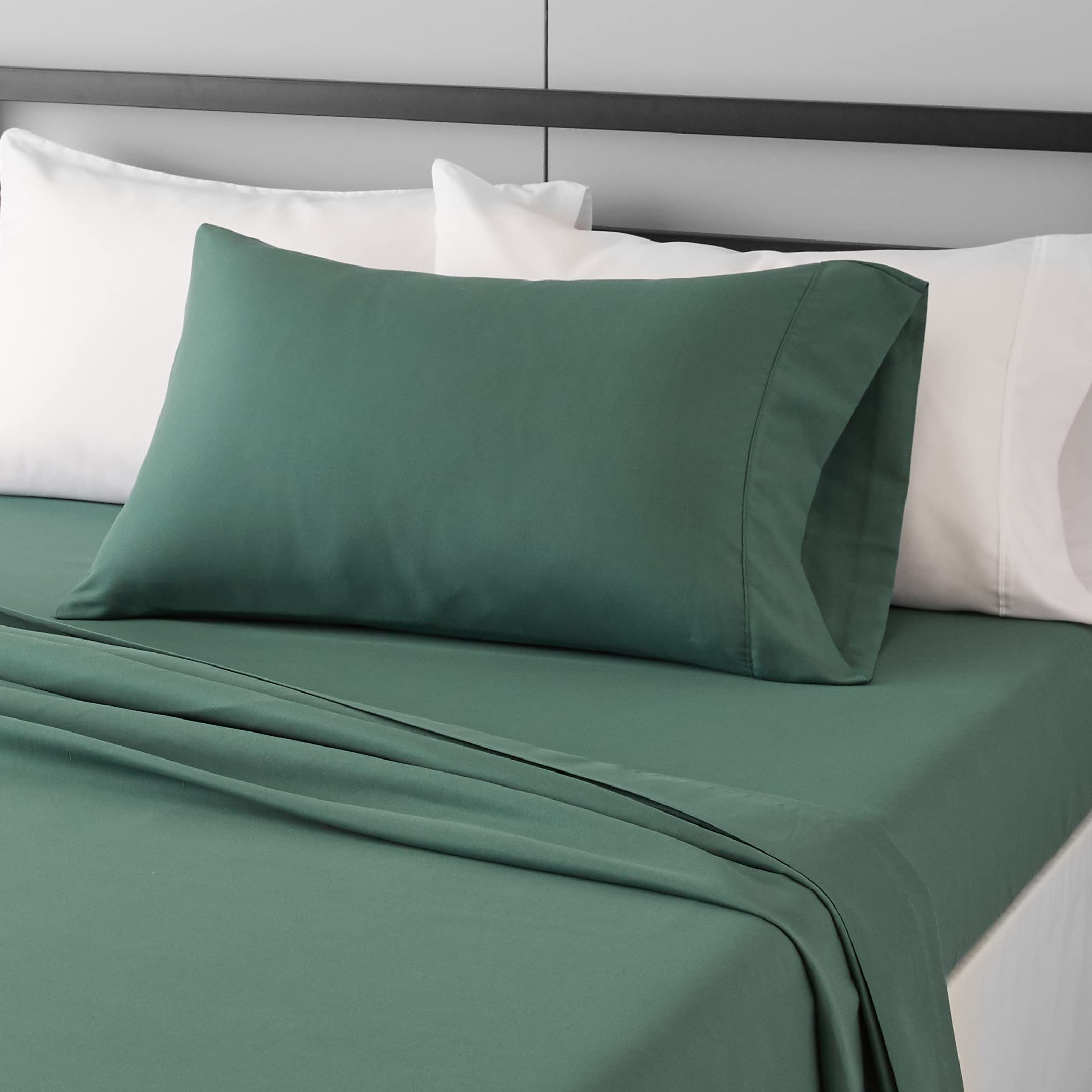 Lightweight Super Soft Easy Care Comfortable Microfiber 3-Piece Bed Sheet Set With 14-inch Deep Pockets, Twin XL, Dark Gray, Solid