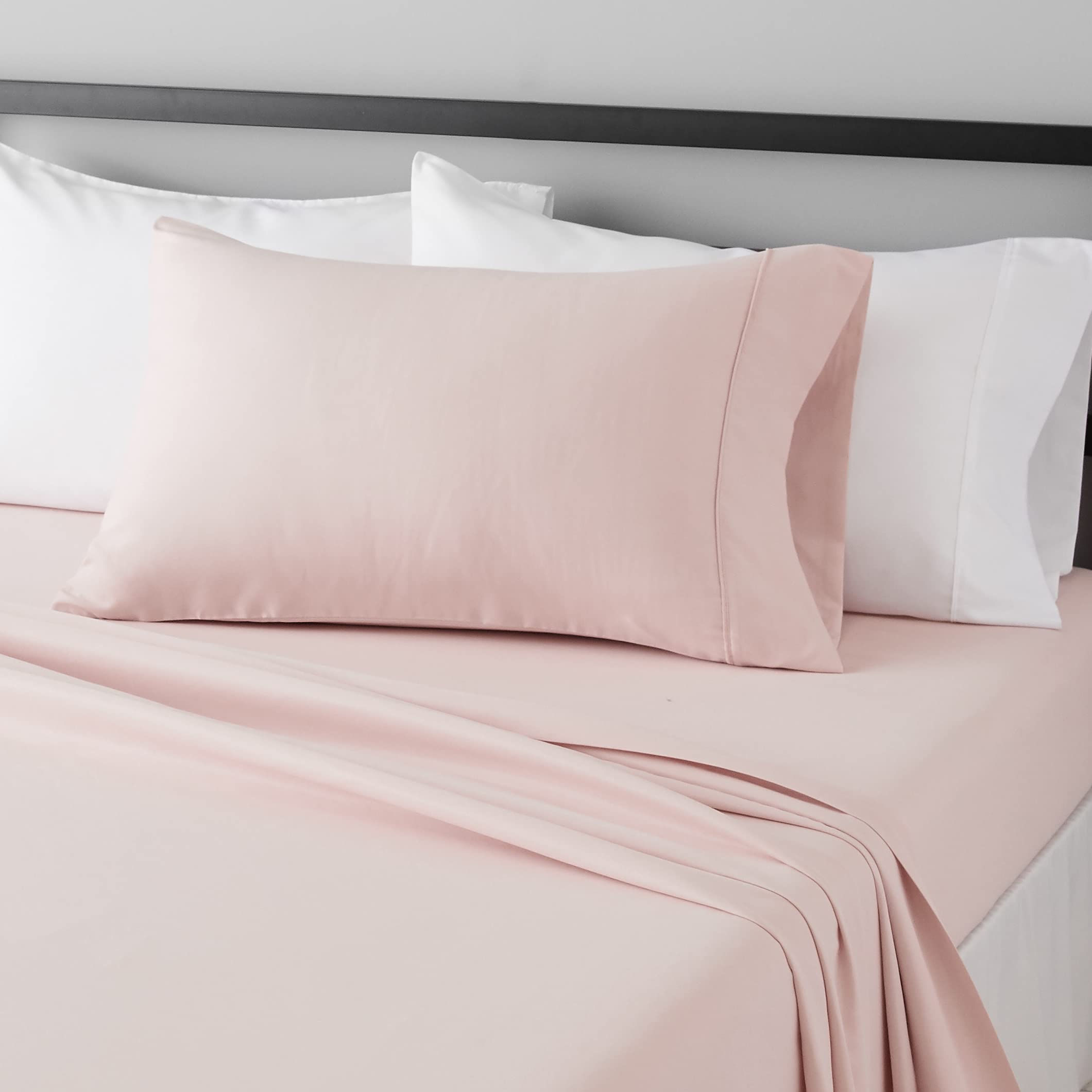 Lightweight Super Soft Easy Care Comfortable Microfiber 3-Piece Bed Sheet Set With 14-inch Deep Pockets, Twin XL, Dark Gray, Solid