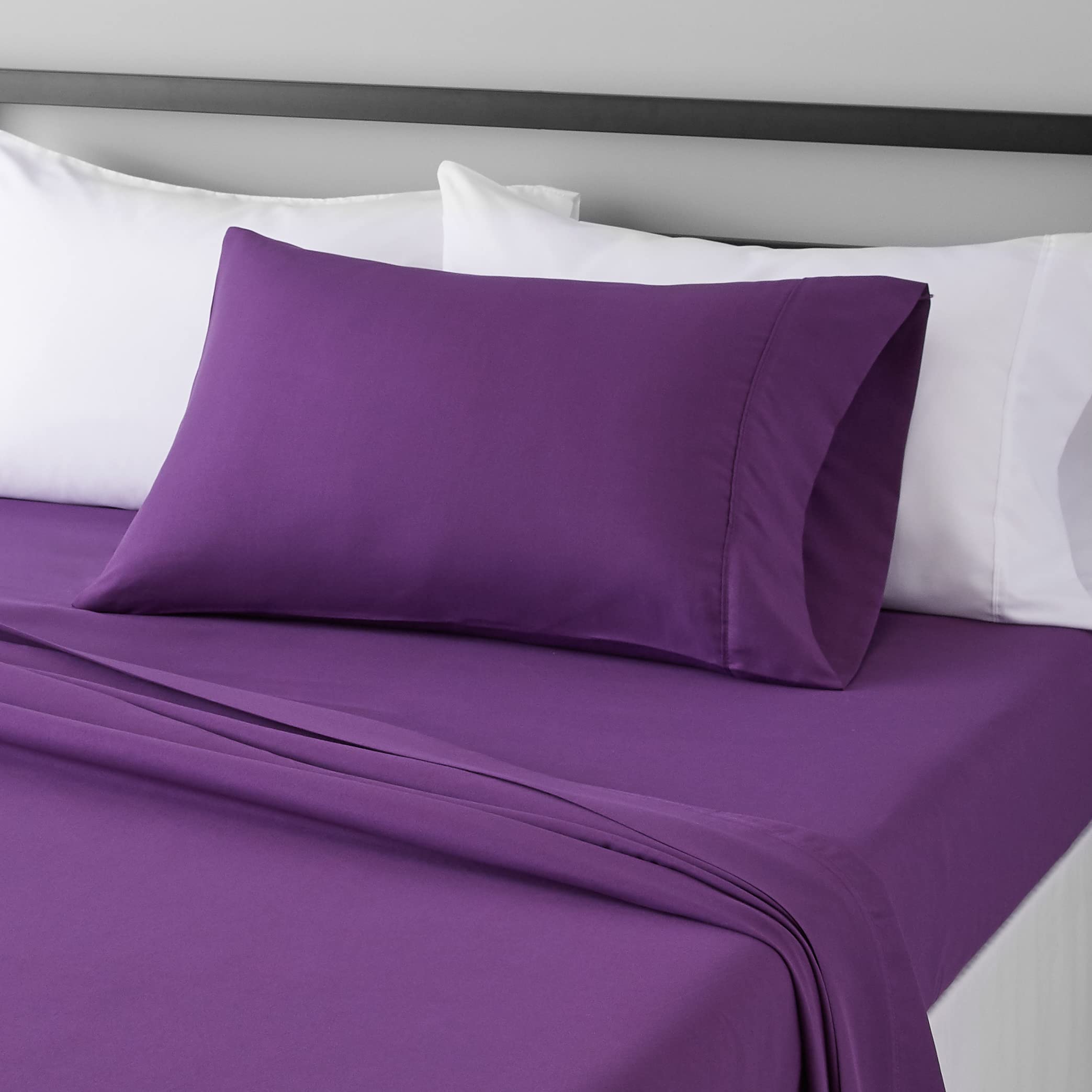 Lightweight Super Soft Easy Care Comfortable Microfiber 3-Piece Bed Sheet Set With 14-inch Deep Pockets, Twin XL, Dark Gray, Solid