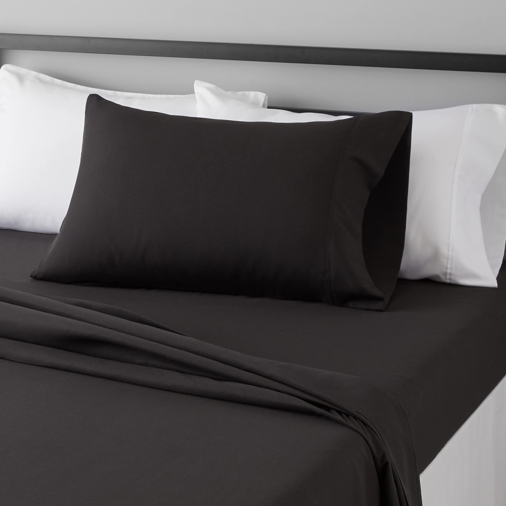 Lightweight Super Soft Easy Care Comfortable Microfiber 3-Piece Bed Sheet Set With 14-inch Deep Pockets, Twin XL, Dark Gray, Solid