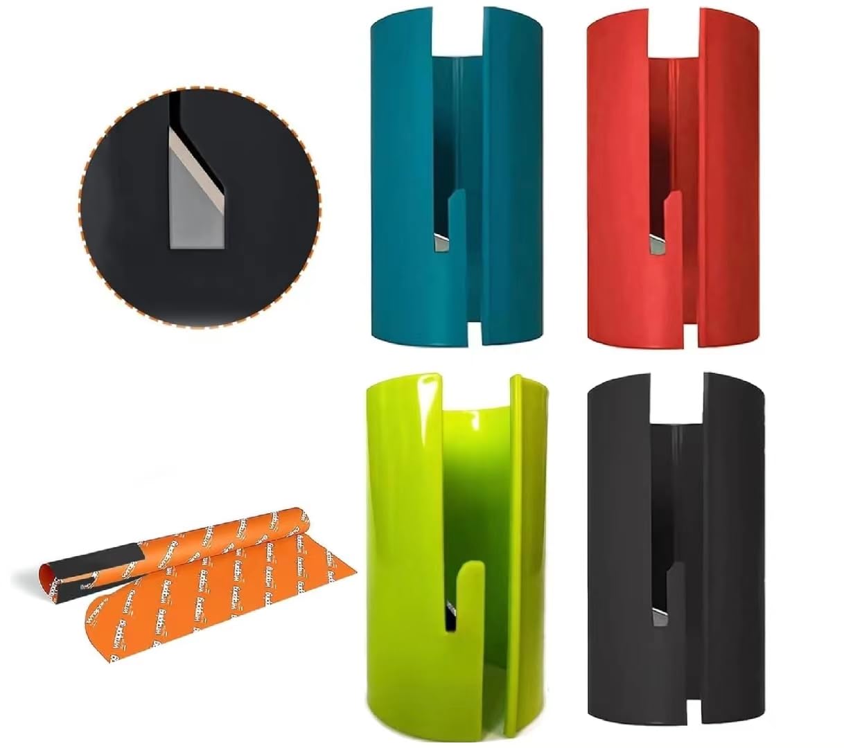 改4 Packs Wrapping Paper Cutter Knife, Kraft Paper roll Slitting Machine, Creative Holiday Paper roll Cutting Machine, Easy Sliding Packaging Paper Cutting Tool Tube