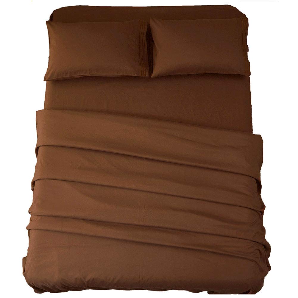 Bed Sheet Set Super Soft Microfiber 1800 Thread Count Luxury Egyptian Sheets 16-Inch Deep Pocket Wrinkle and Hypoallergenic-4 Piece(Queen Dark Grey)