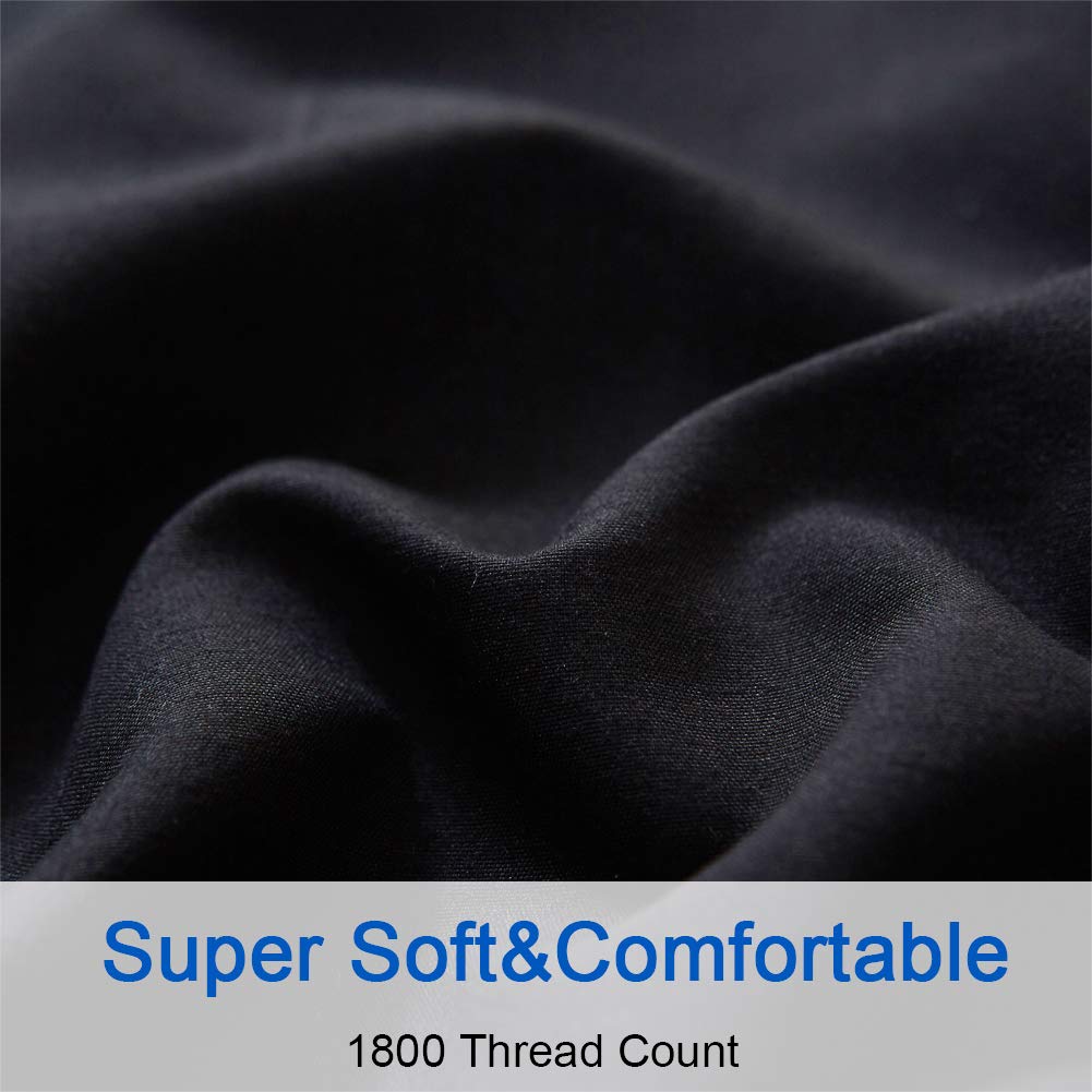 改SONORO KATE Bed Sheet Set Super Soft Microfiber 1800 Thread Count Luxury Egyptian Sheets 16-Inch Deep Pocket Wrinkle and Hypoallergenic-4 Piece(Queen Dark Grey)
