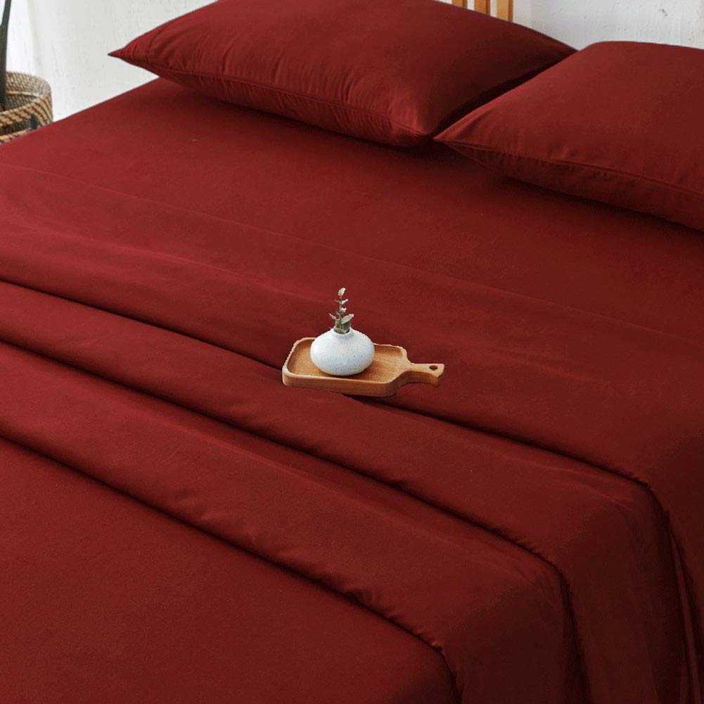 Bed Sheet Set Super Soft Microfiber 1800 Thread Count Luxury Egyptian Sheets 16-Inch Deep Pocket Wrinkle and Hypoallergenic-4 Piece(Queen Dark Grey)