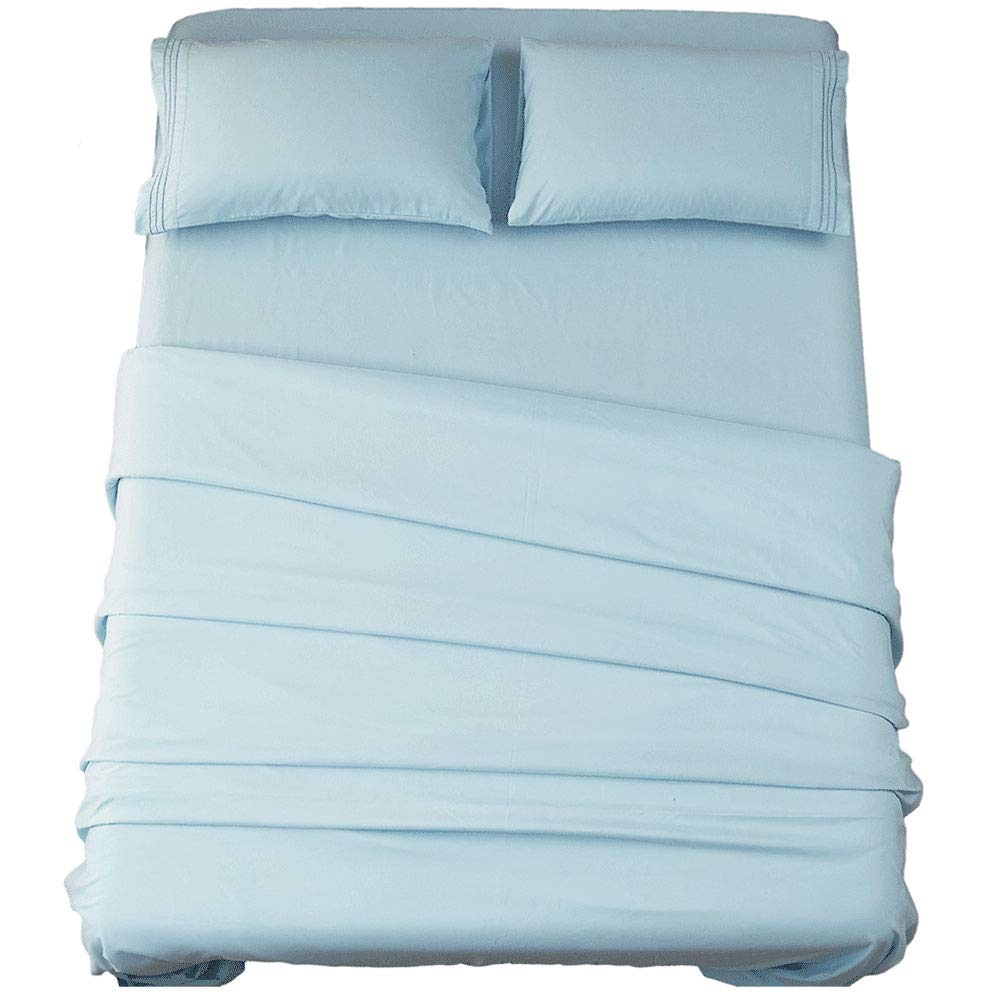 Bed Sheet Set Super Soft Microfiber 1800 Thread Count Luxury Egyptian Sheets 16-Inch Deep Pocket Wrinkle and Hypoallergenic-4 Piece(Queen Dark Grey)