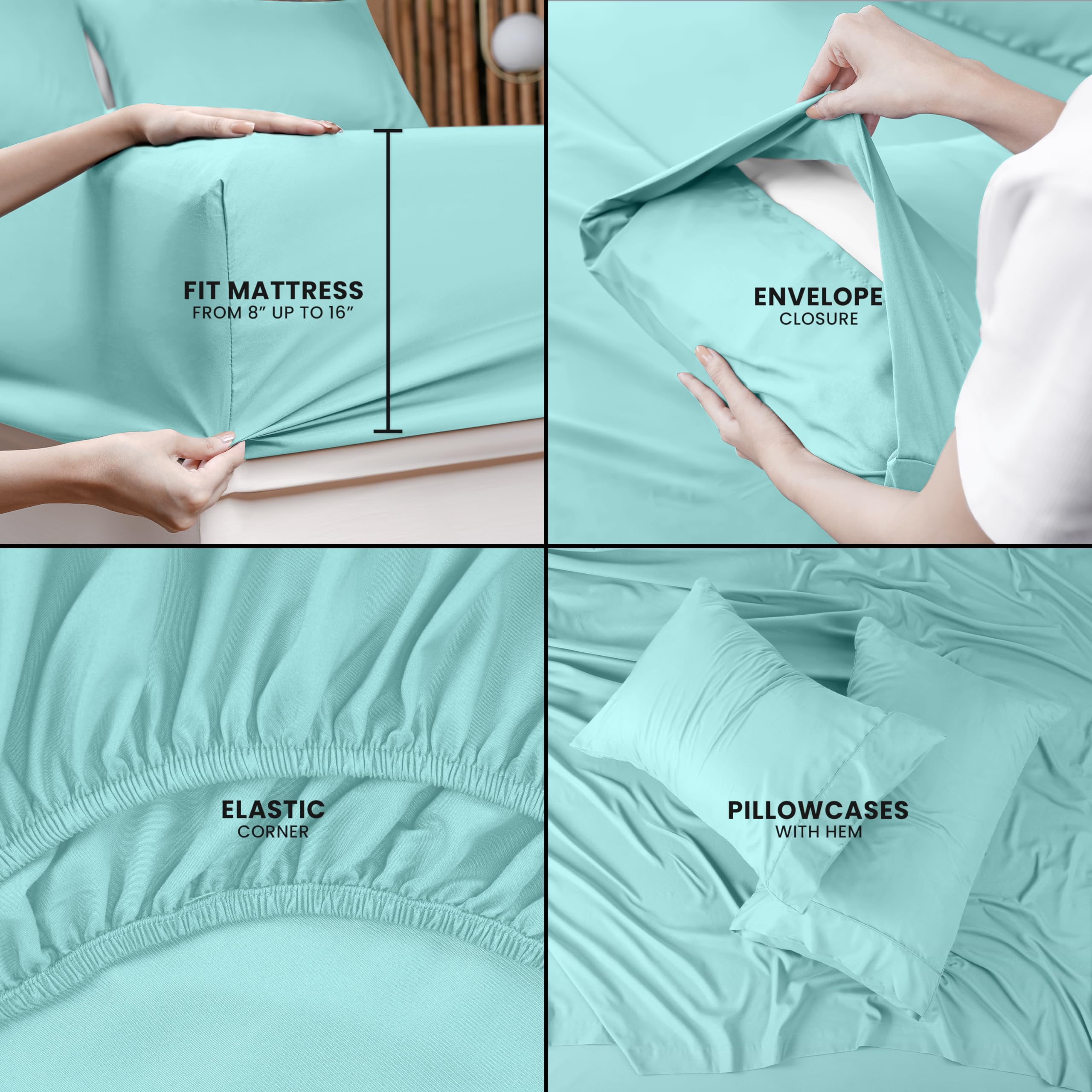 Queen Bed Sheets Set - 4 Piece Bedding - Brushed Microfiber - Shrinkage and Fade Resistant - Easy Care (Queen, Grey)