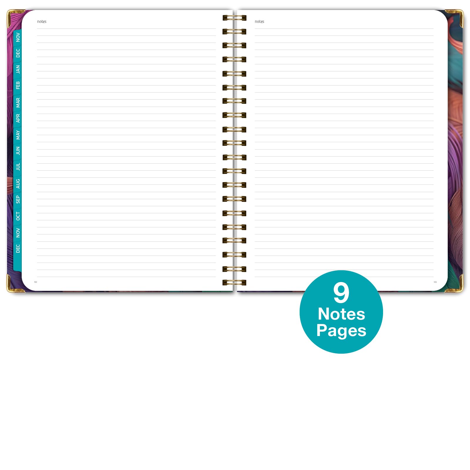 1     HARDCOVER 2025 Planner, 8.5"x11": 14 Months (November 2024 - December 2025), Daily Weekly Monthly Planner, Yearly Agenda, Bookmark, Pocket Folder and Sticky Note Set (Pastel Peacock)
