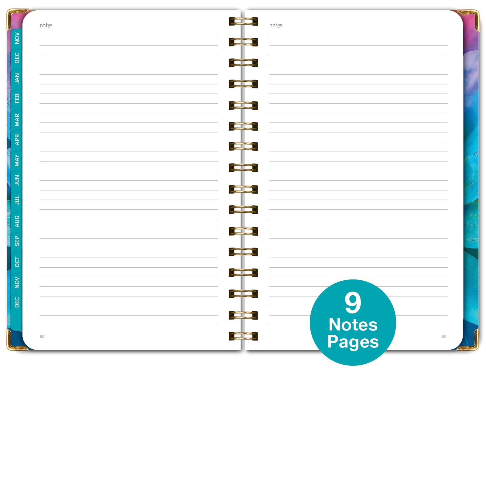 1     HARDCOVER 2025 Planner, 8.5"x11": 14 Months (November 2024 - December 2025), Daily Weekly Monthly Planner, Yearly Agenda, Bookmark, Pocket Folder and Sticky Note Set (Pastel Peacock)