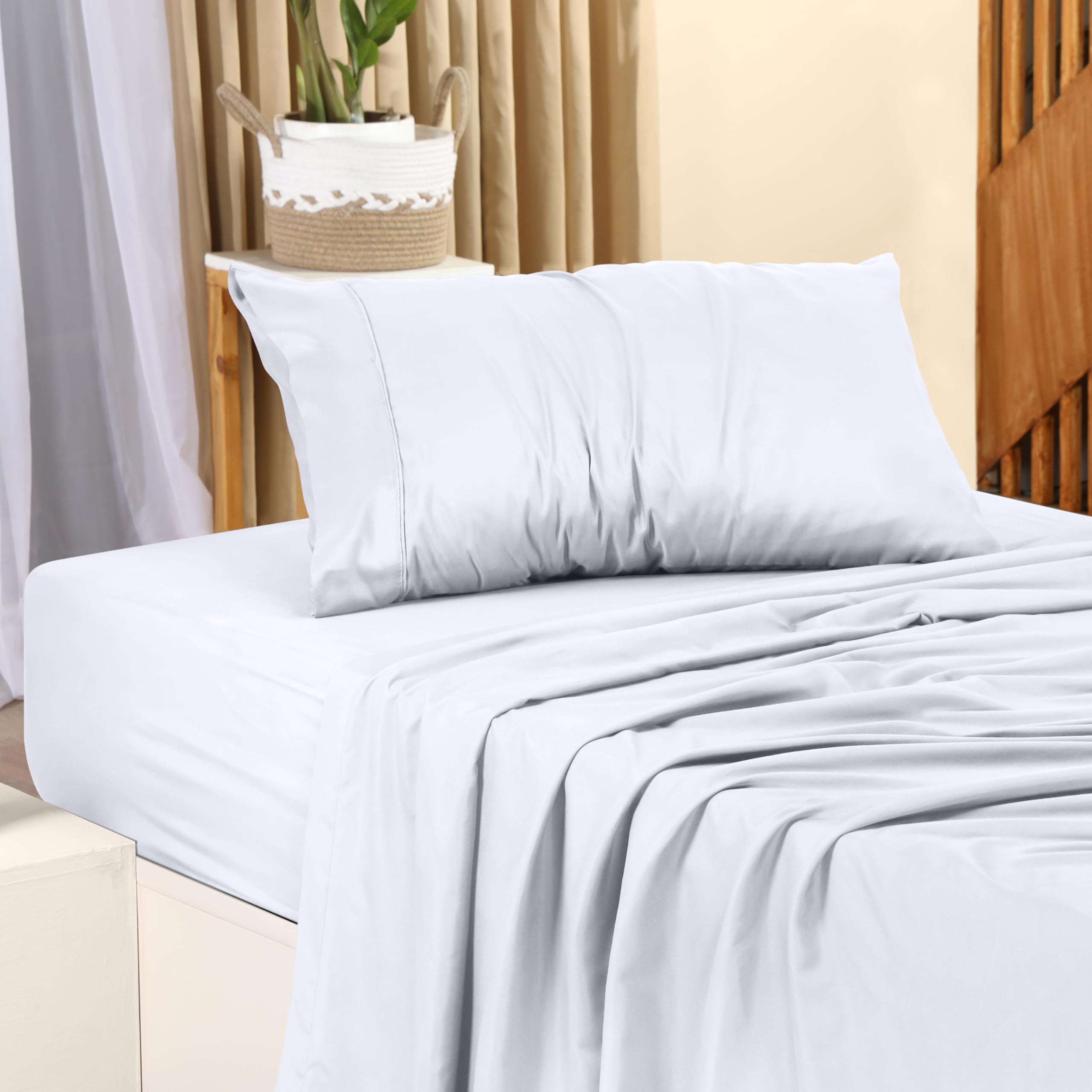 Queen Bed Sheets Set - 4 Piece Bedding - Brushed Microfiber - Shrinkage and Fade Resistant - Easy Care (Queen, Grey)