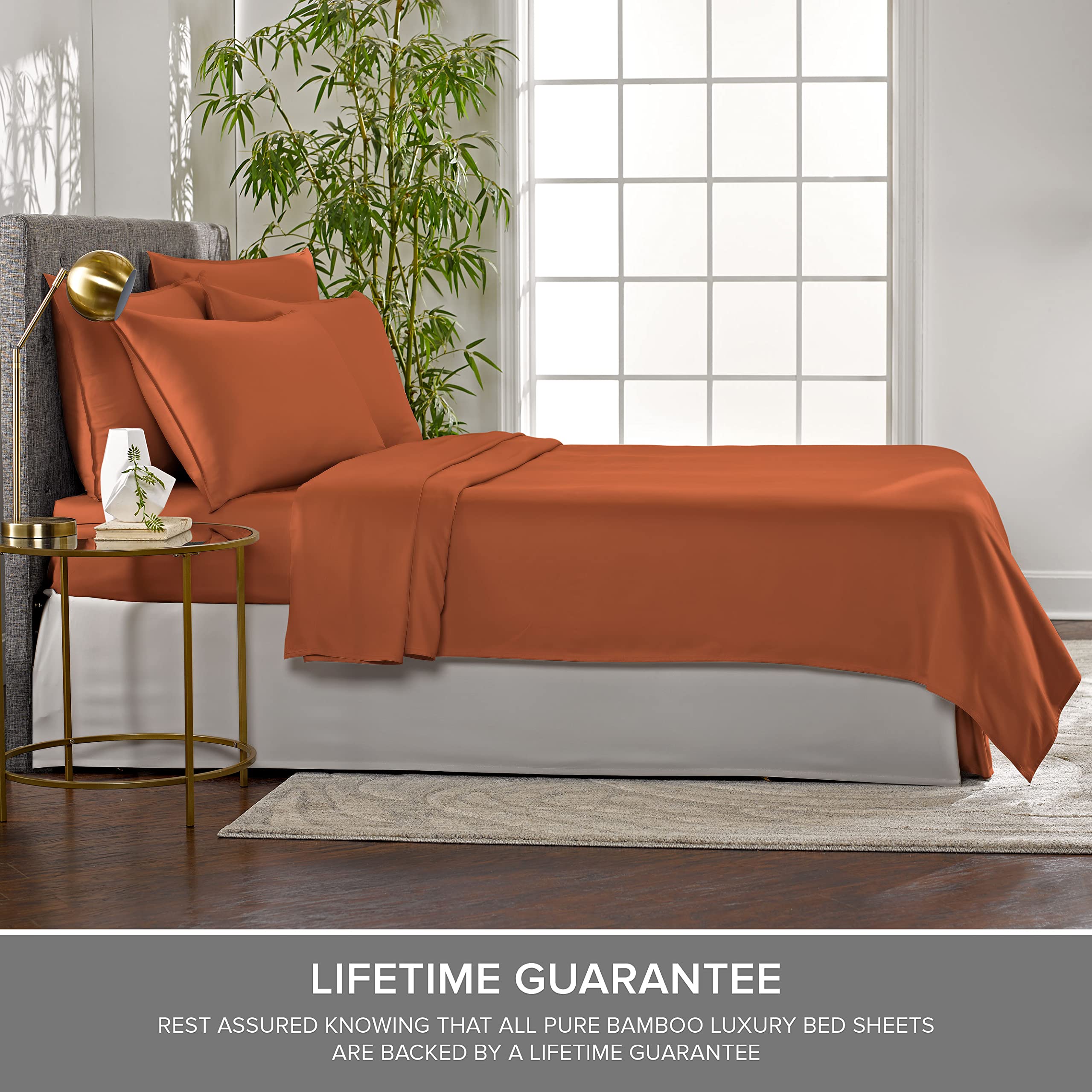 1   King Sheets by Pure Bamboo, Genuine 100% Organic Viscose Derived from Bamboo Bed Sheet Set, Luxuriously Soft & Cooling, Double Stitching, Lifetime Quality Promise (King, White)