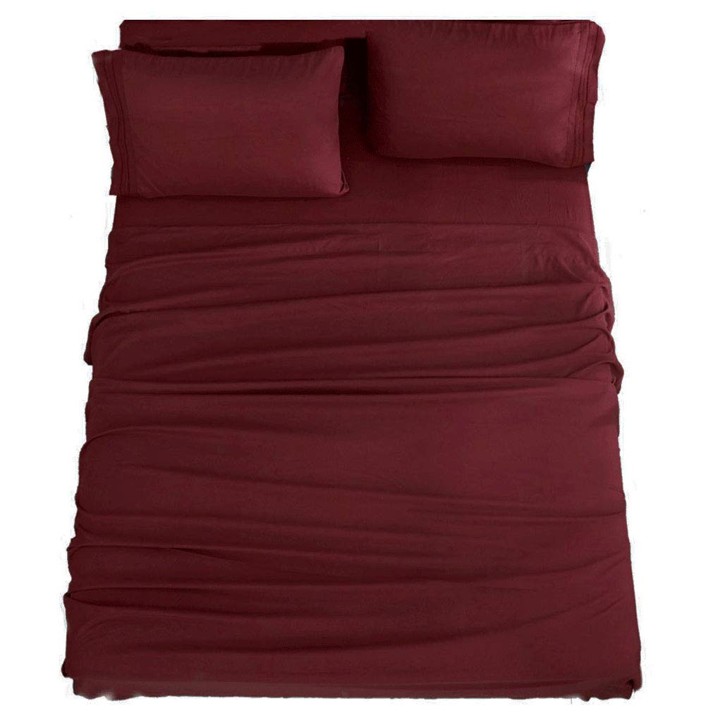 Bed Sheet Set Super Soft Microfiber 1800 Thread Count Luxury Egyptian Sheets 16-Inch Deep Pocket Wrinkle and Hypoallergenic-4 Piece(Queen Dark Grey)