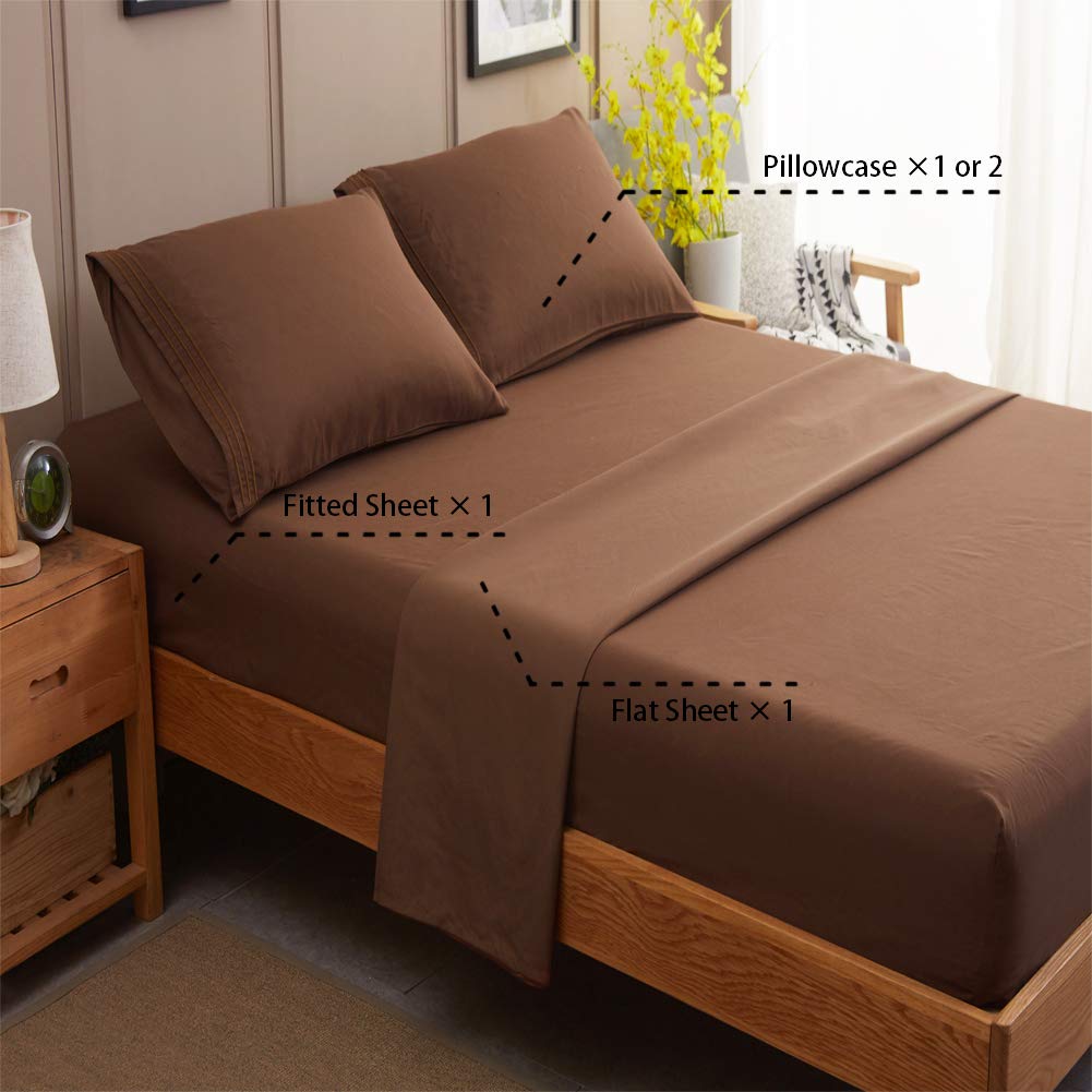 Bed Sheet Set Super Soft Microfiber 1800 Thread Count Luxury Egyptian Sheets 16-Inch Deep Pocket Wrinkle and Hypoallergenic-4 Piece(Queen Dark Grey)