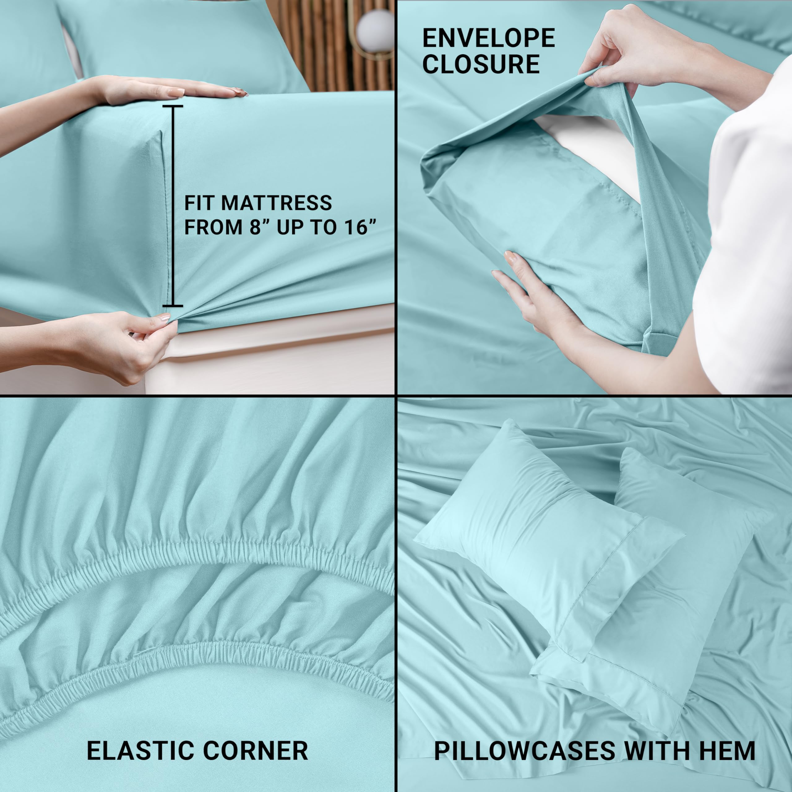 Queen Bed Sheets Set - 4 Piece Bedding - Brushed Microfiber - Shrinkage and Fade Resistant - Easy Care (Queen, Grey)