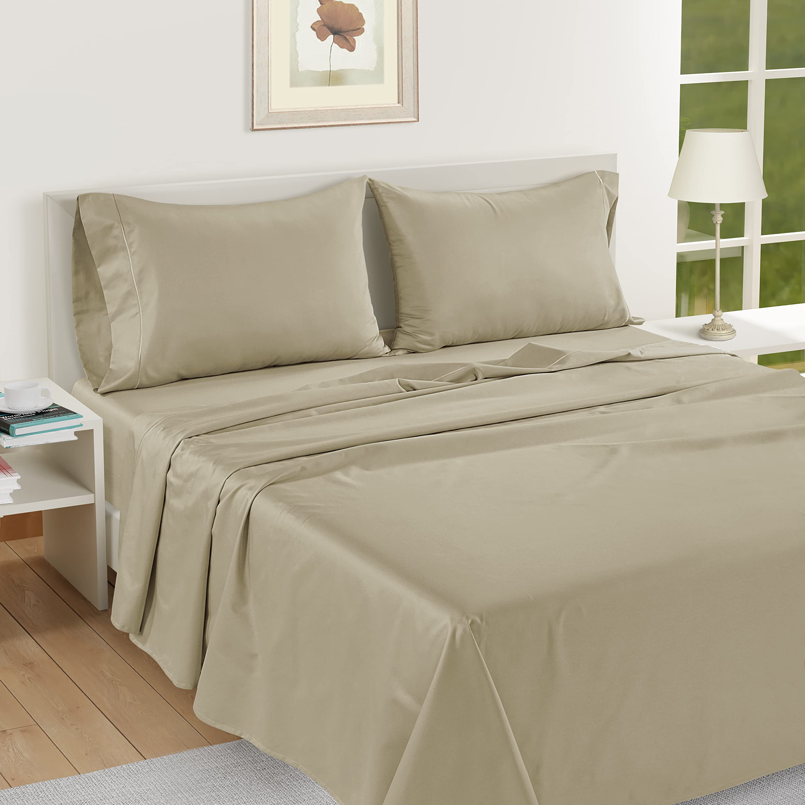 100% Egyptian Cotton Sheets Queen Size - 1000 Thread Count White Bed Sheets for Queen Size Bed, Long Staple Cotton Bedding Sheets, Sateen Weave, Luxury Hotel Sheets, Fits upto 17" Mattress