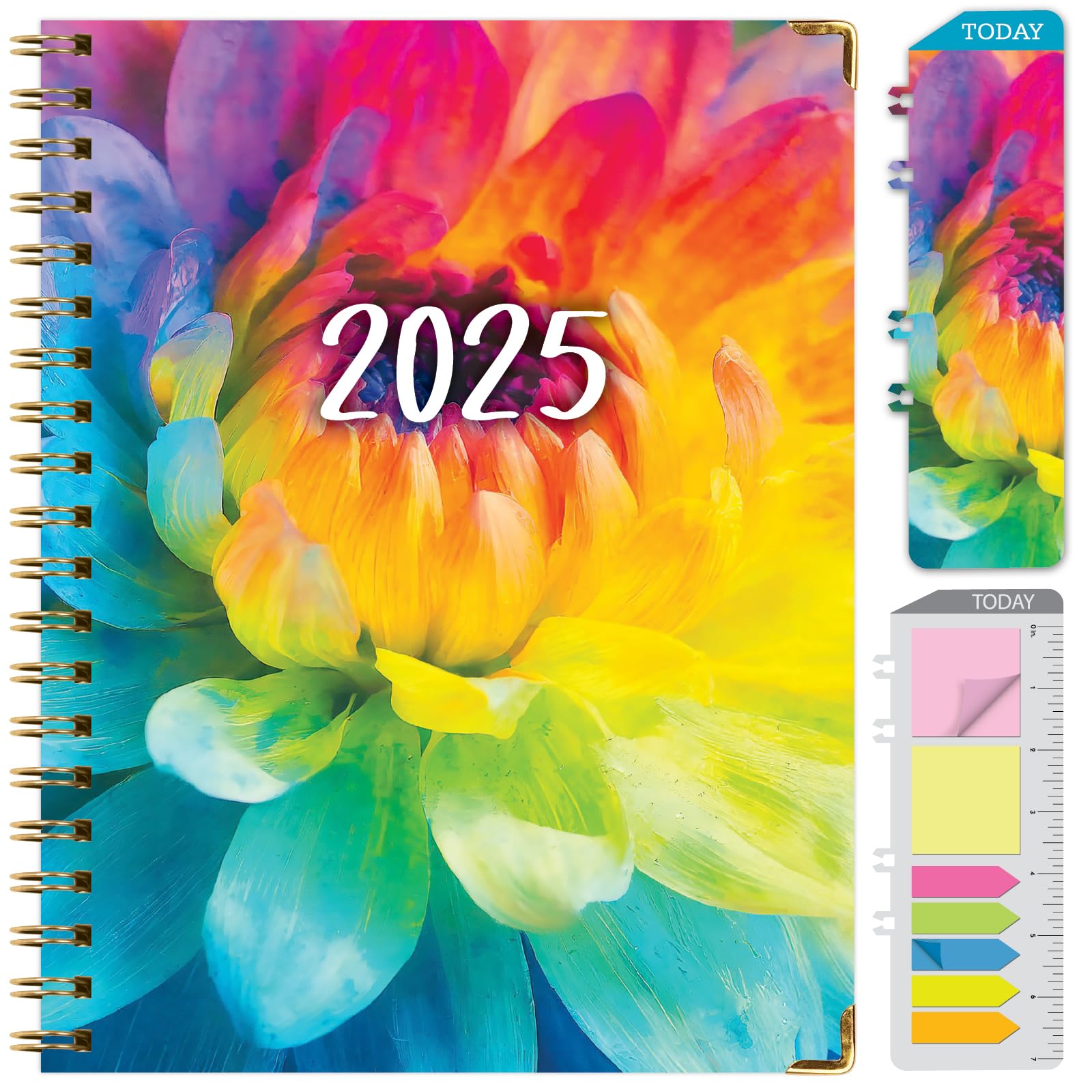 1     HARDCOVER 2025 Planner, 8.5"x11": 14 Months (November 2024 - December 2025), Daily Weekly Monthly Planner, Yearly Agenda, Bookmark, Pocket Folder and Sticky Note Set (Pastel Peacock)