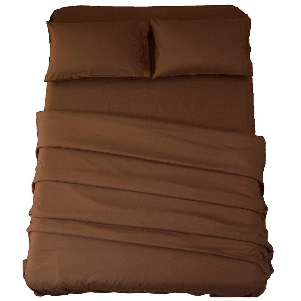 Bed Sheet Set Super Soft Microfiber 1800 Thread Count Luxury Egyptian Sheets 16-Inch Deep Pocket Wrinkle and Hypoallergenic-4 Piece(Queen Dark Grey)