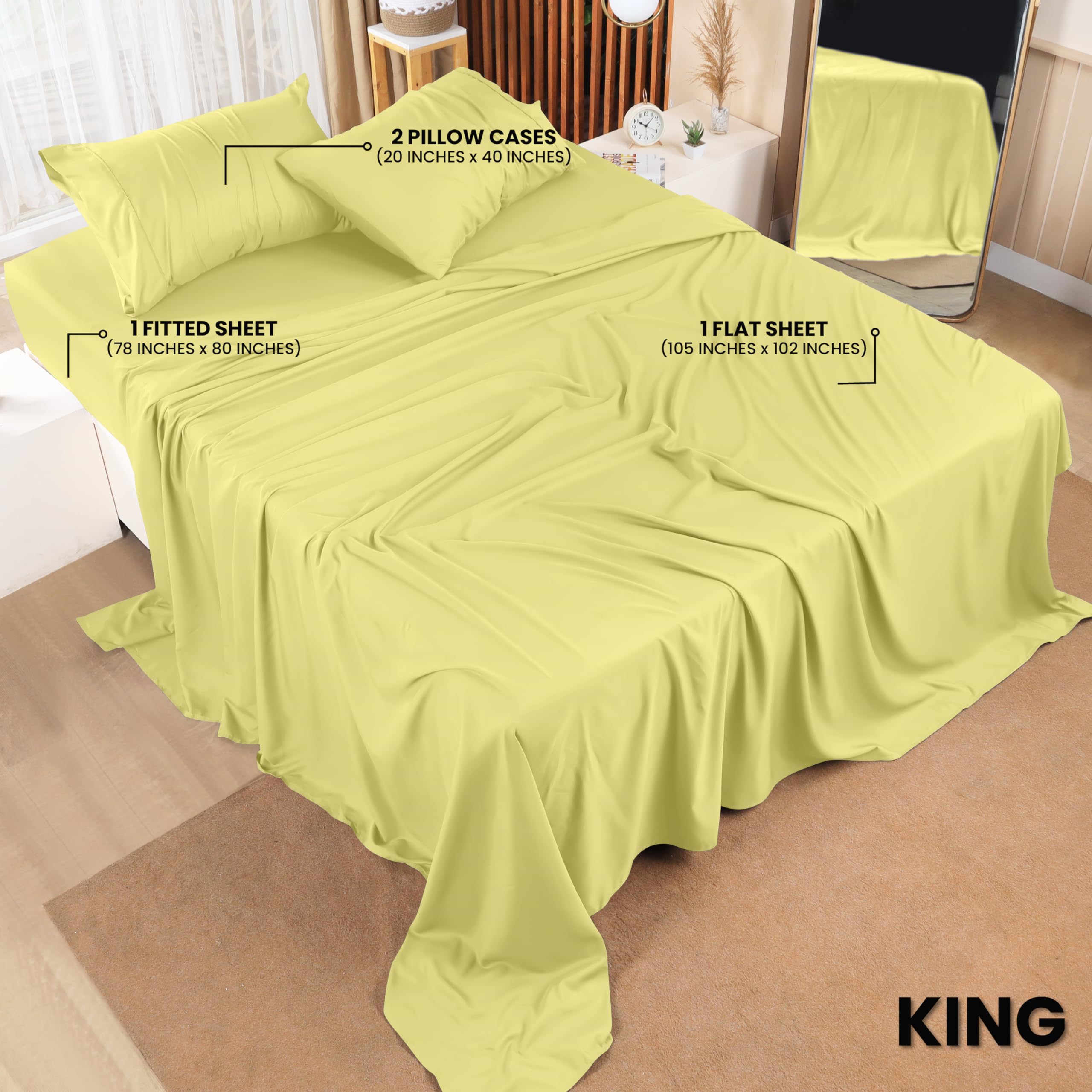 Queen Bed Sheets Set - 4 Piece Bedding - Brushed Microfiber - Shrinkage and Fade Resistant - Easy Care (Queen, Grey)