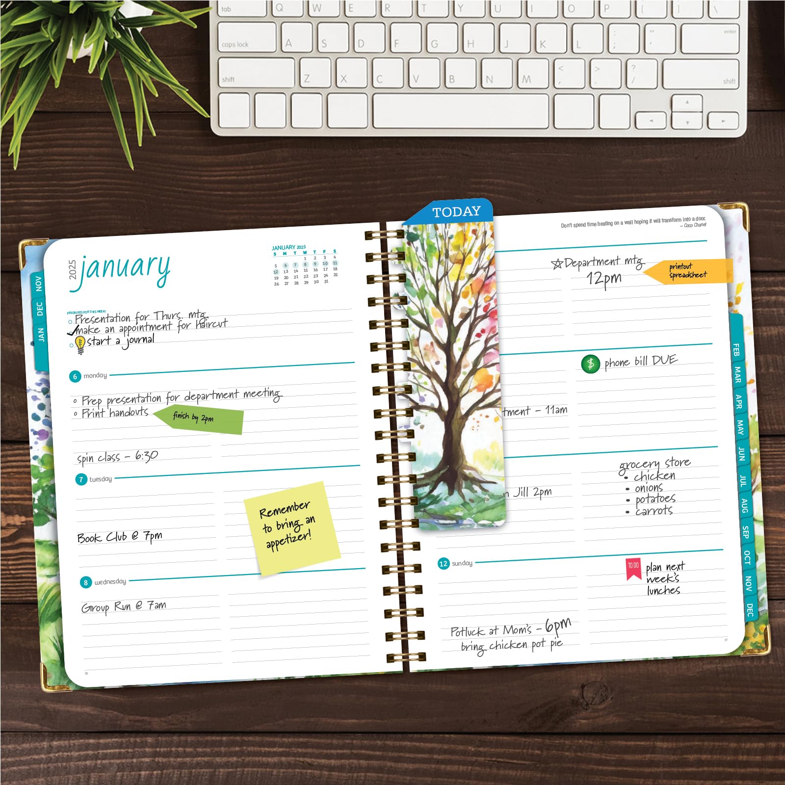 1     HARDCOVER 2025 Planner, 8.5"x11": 14 Months (November 2024 - December 2025), Daily Weekly Monthly Planner, Yearly Agenda, Bookmark, Pocket Folder and Sticky Note Set (Pastel Peacock)