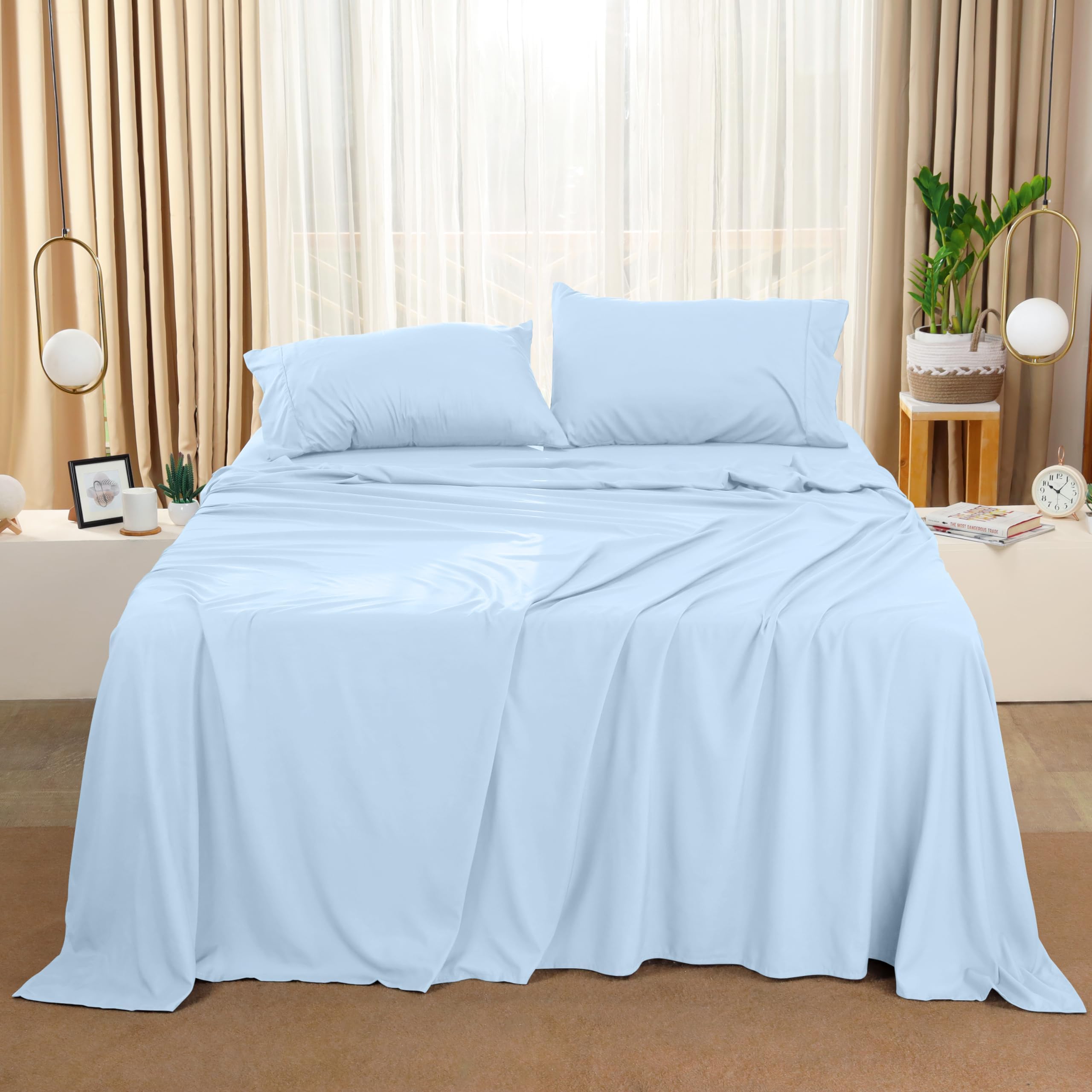 Queen Bed Sheets Set - 4 Piece Bedding - Brushed Microfiber - Shrinkage and Fade Resistant - Easy Care (Queen, Grey)