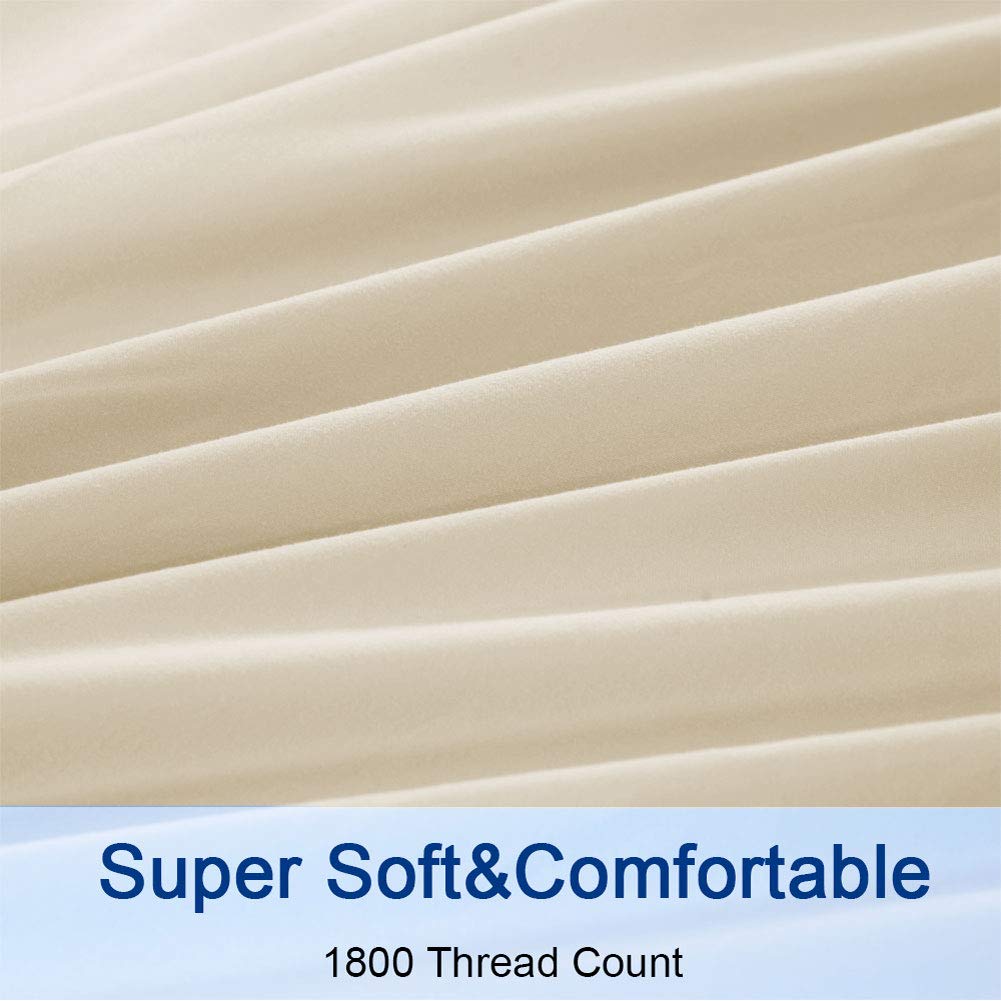 Bed Sheet Set Super Soft Microfiber 1800 Thread Count Luxury Egyptian Sheets 16-Inch Deep Pocket Wrinkle and Hypoallergenic-4 Piece(Queen Dark Grey)