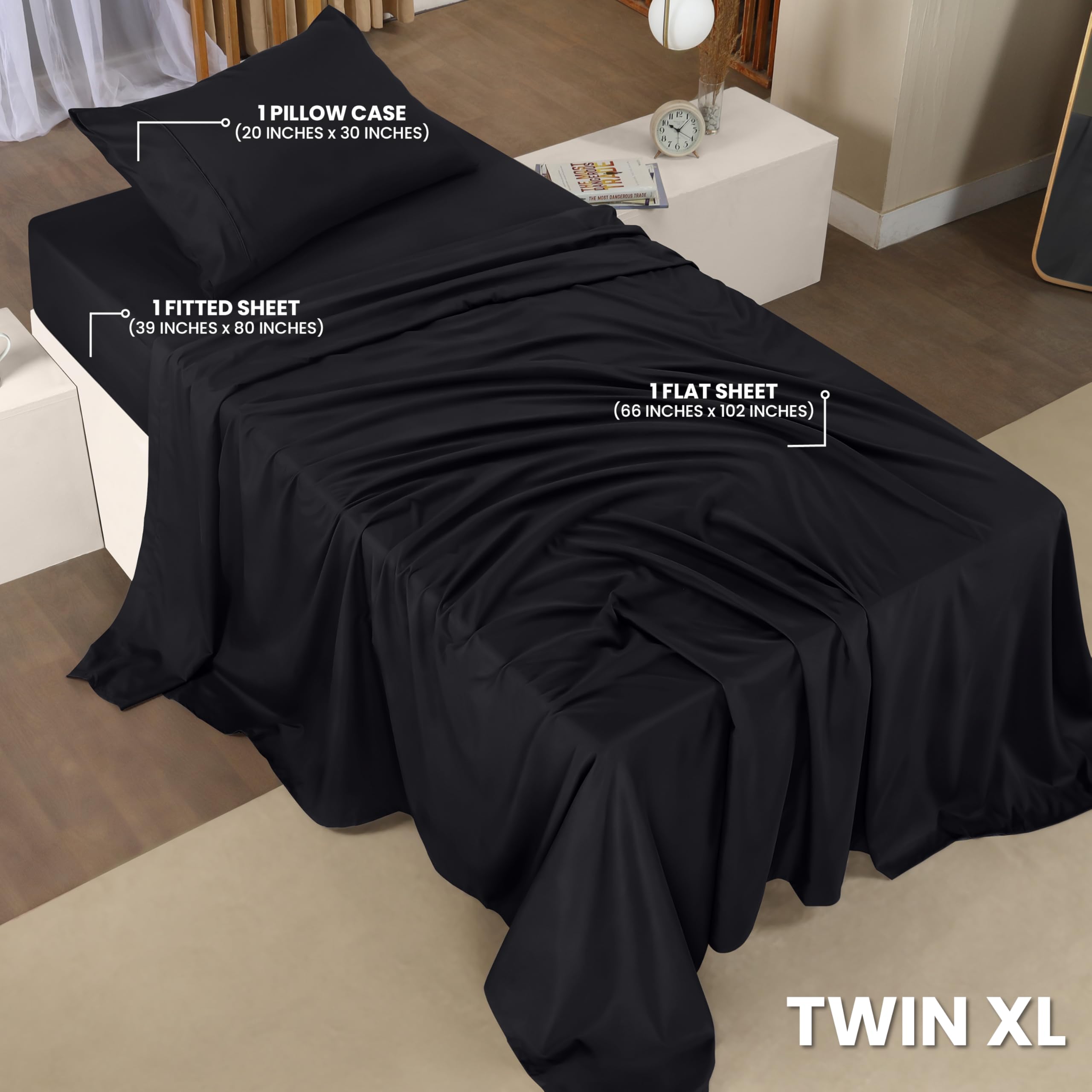 Queen Bed Sheets Set - 4 Piece Bedding - Brushed Microfiber - Shrinkage and Fade Resistant - Easy Care (Queen, Grey)