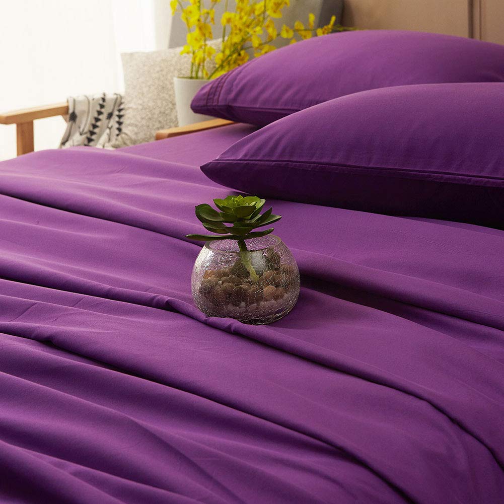 Bed Sheet Set Super Soft Microfiber 1800 Thread Count Luxury Egyptian Sheets 16-Inch Deep Pocket Wrinkle and Hypoallergenic-4 Piece(Queen Dark Grey)