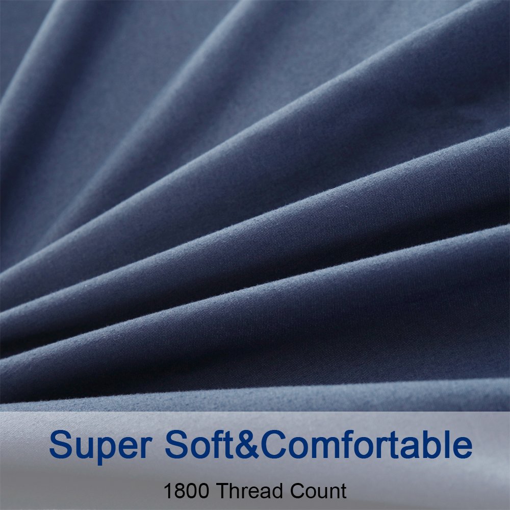 Bed Sheet Set Super Soft Microfiber 1800 Thread Count Luxury Egyptian Sheets 16-Inch Deep Pocket Wrinkle and Hypoallergenic-4 Piece(Queen Dark Grey)
