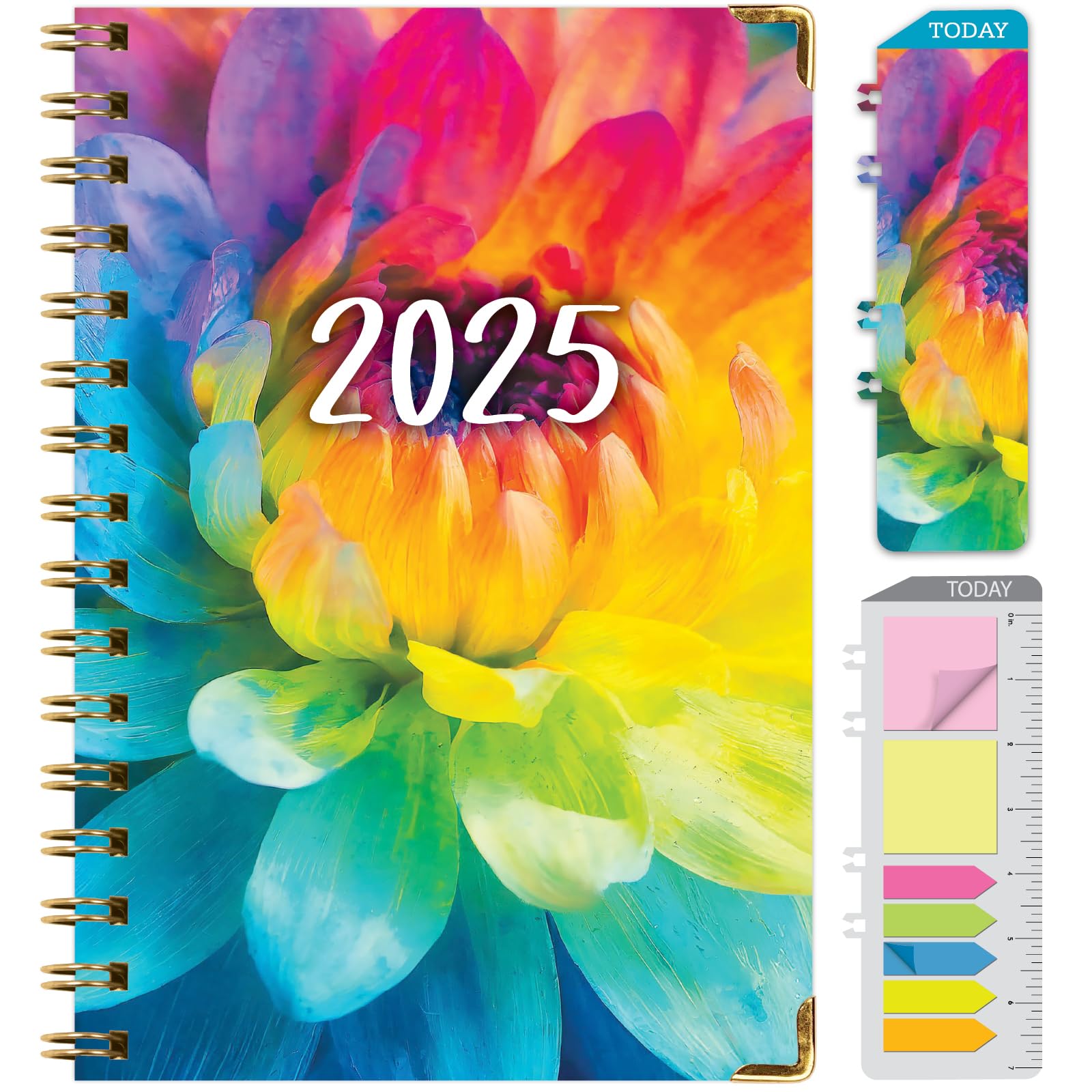1     HARDCOVER 2025 Planner, 8.5"x11": 14 Months (November 2024 - December 2025), Daily Weekly Monthly Planner, Yearly Agenda, Bookmark, Pocket Folder and Sticky Note Set (Pastel Peacock)