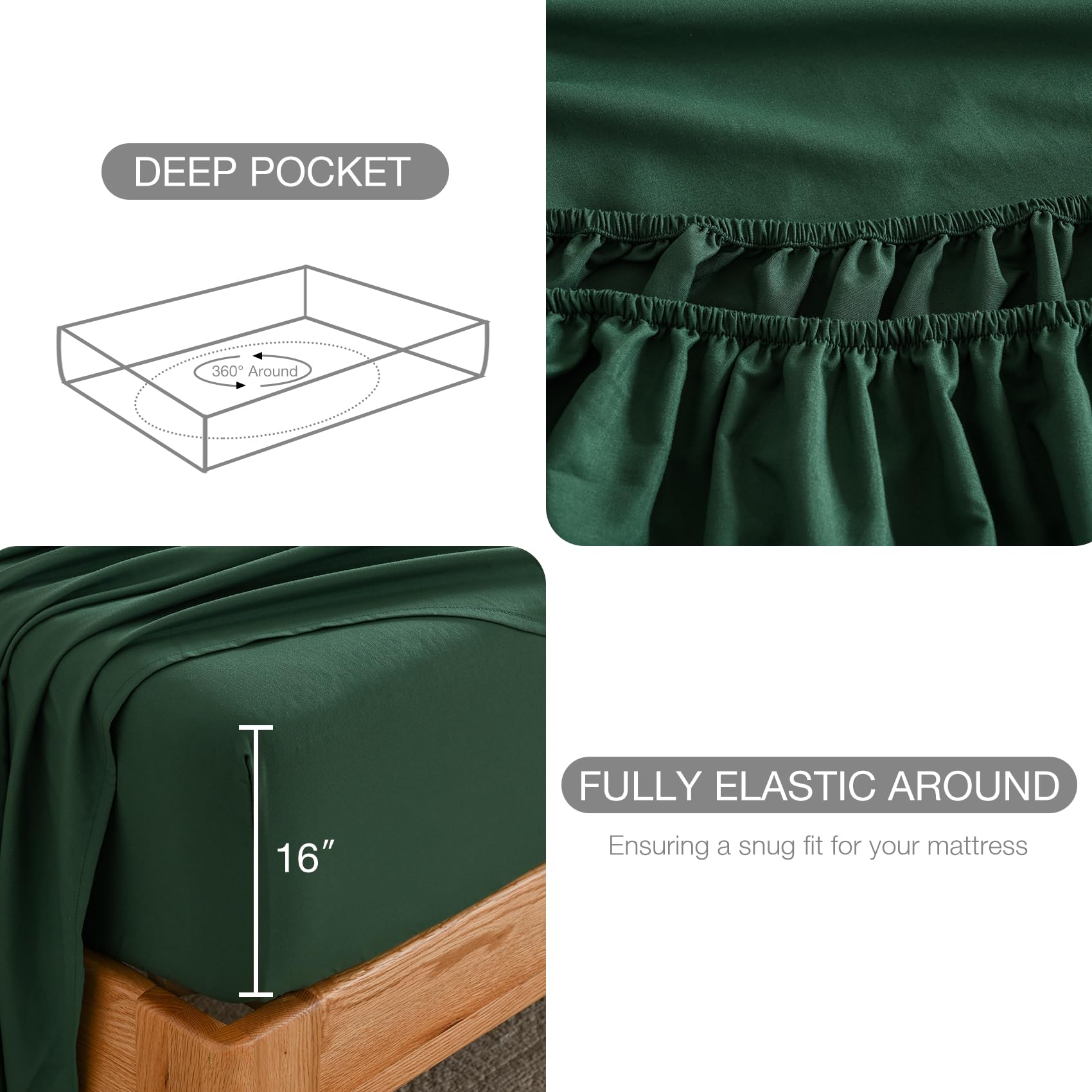 改Baby Blue Full Size Bed Sheet Sets-Deep Pocket Fitted Sheet &amp; Pillowcase Sets-4 Piece Soft Cooling Microfiber Bedsheets for Double Bed
