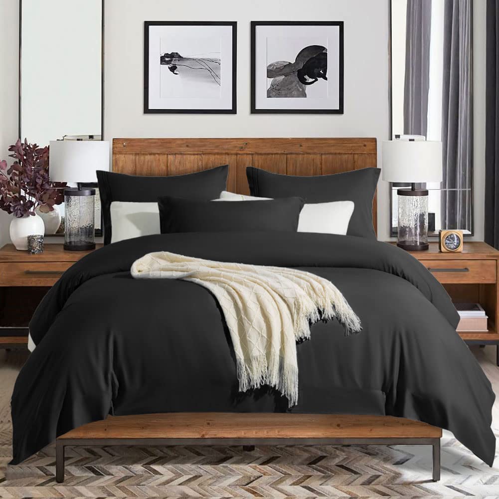 Bed Sheet Set Super Soft Microfiber 1800 Thread Count Luxury Egyptian Sheets 16-Inch Deep Pocket Wrinkle and Hypoallergenic-4 Piece(Queen Dark Grey)