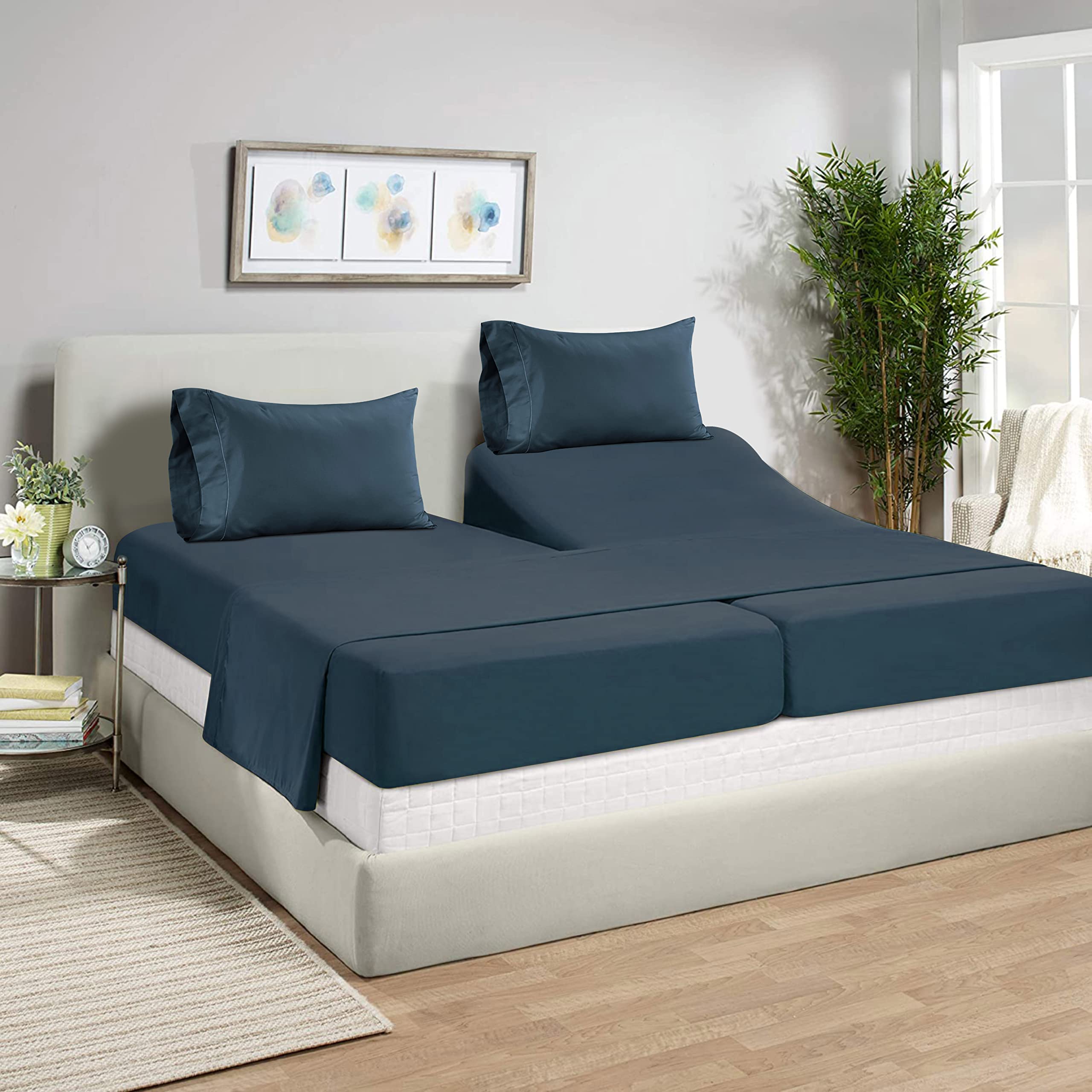 100% Egyptian Cotton Sheets Queen Size - 1000 Thread Count White Bed Sheets for Queen Size Bed, Long Staple Cotton Bedding Sheets, Sateen Weave, Luxury Hotel Sheets, Fits upto 17" Mattress