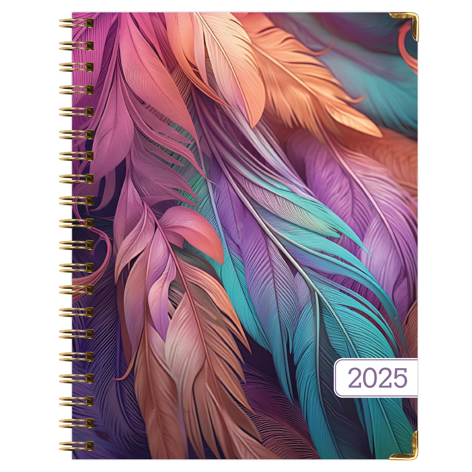 改HARDCOVER 2025 Planner, 8.5"x11": 14 Months (November 2024 - December 2025), Daily Weekly Monthly Planner, Yearly Agenda, Bookmark, Pocket Folder and Sticky Note Set (Pastel Peacock)