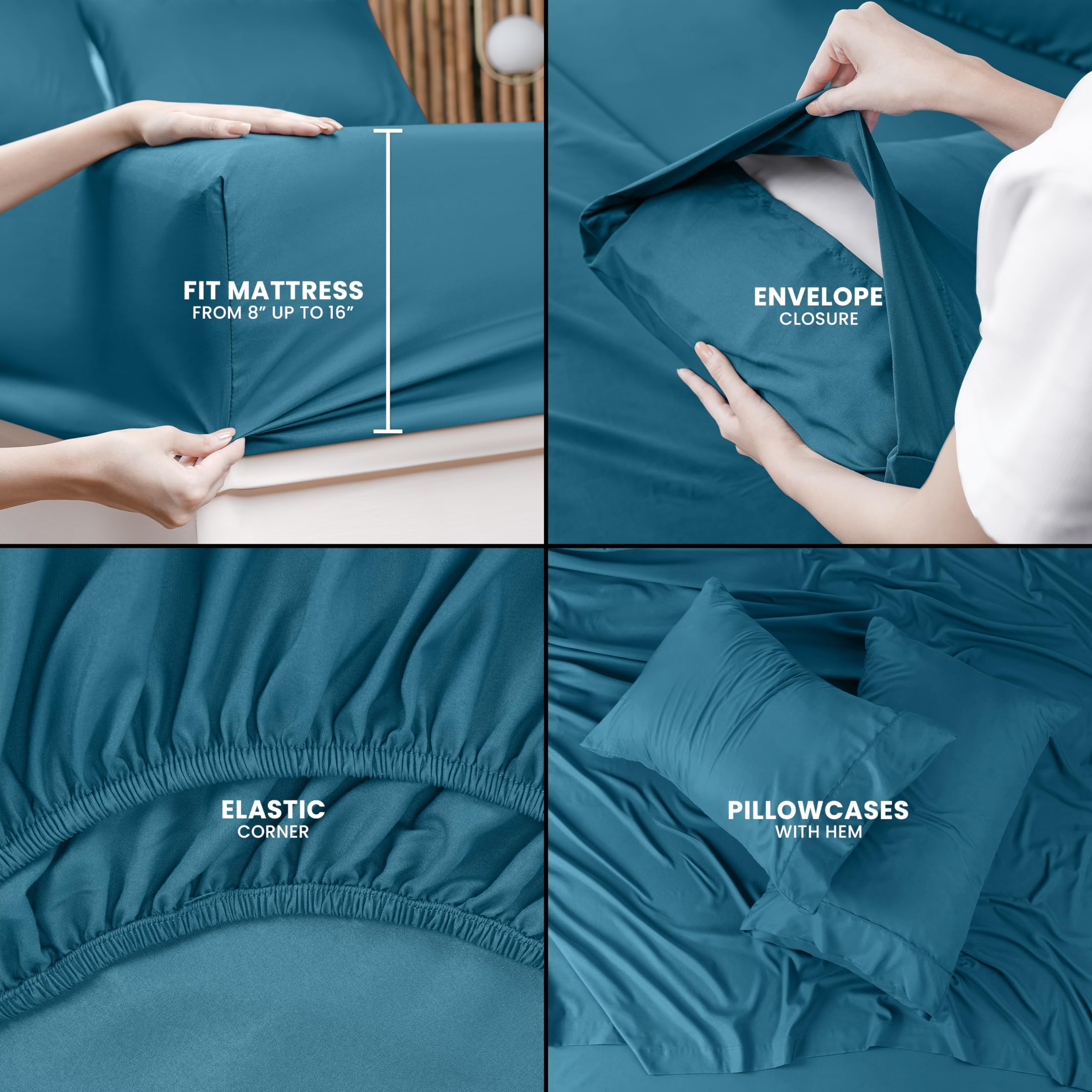 Queen Bed Sheets Set - 4 Piece Bedding - Brushed Microfiber - Shrinkage and Fade Resistant - Easy Care (Queen, Grey)