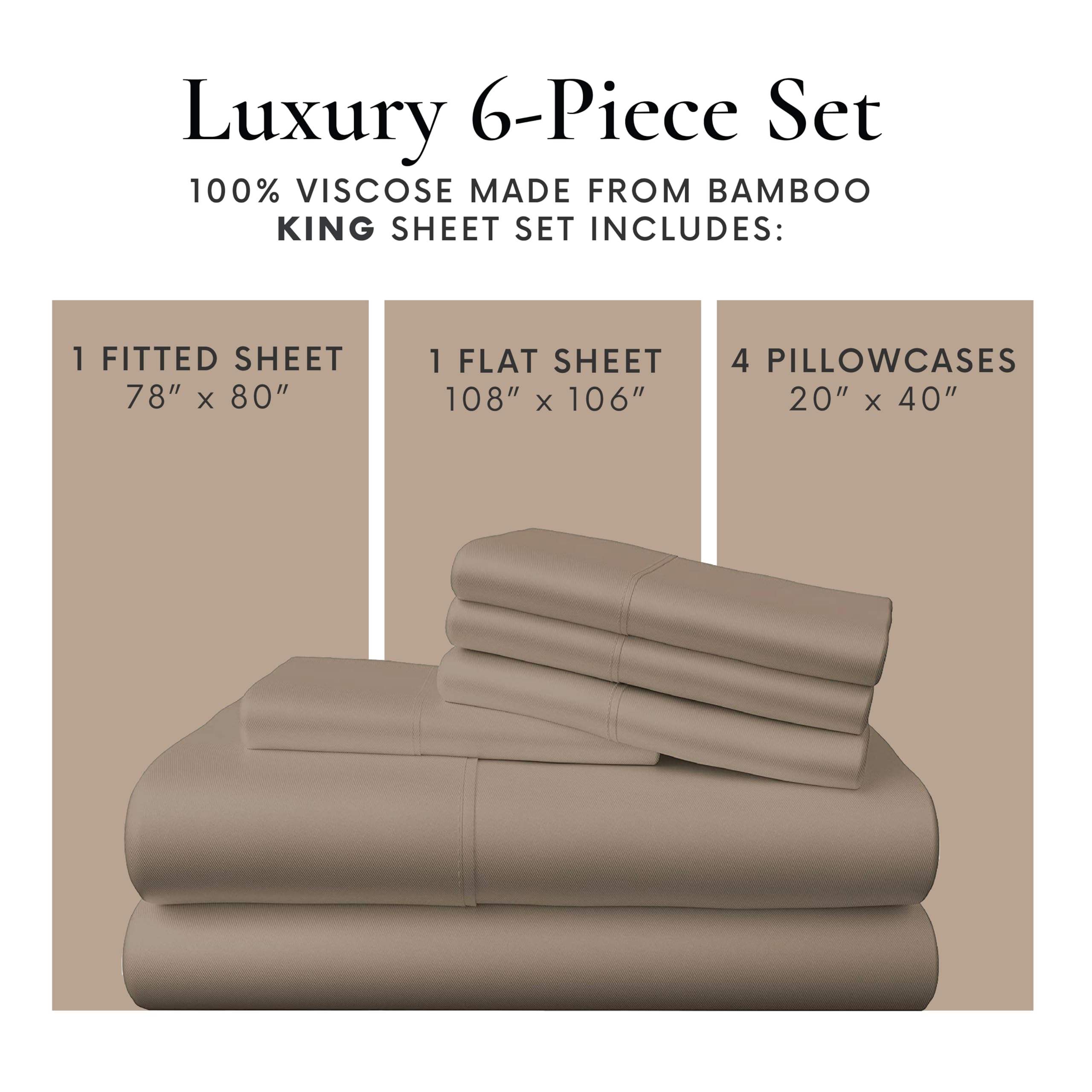 1    Bamboo Bay 6 Piece Queen Sheet Set - 100% Viscose Made from Bamboo Sheets Queen Size Bed Set - Ultra Soft Cooling Sheets for Hot Sleepers - Breathable Queen Sheets Fits Up to 16'' Deep Pocket - White
