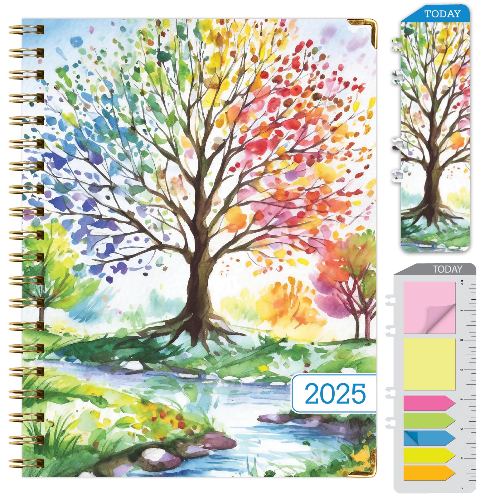 1     HARDCOVER 2025 Planner, 8.5"x11": 14 Months (November 2024 - December 2025), Daily Weekly Monthly Planner, Yearly Agenda, Bookmark, Pocket Folder and Sticky Note Set (Pastel Peacock)