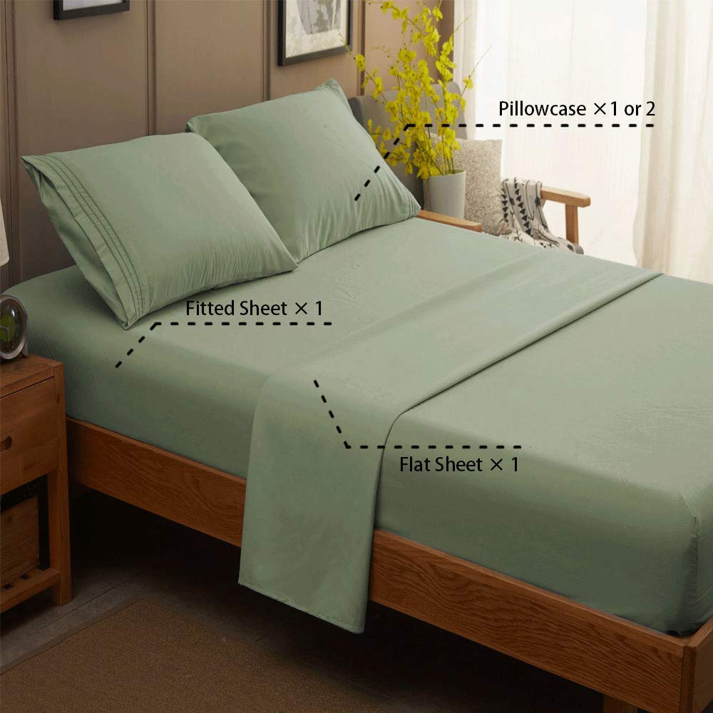 Bed Sheet Set Super Soft Microfiber 1800 Thread Count Luxury Egyptian Sheets 16-Inch Deep Pocket Wrinkle and Hypoallergenic-4 Piece(Queen Dark Grey)