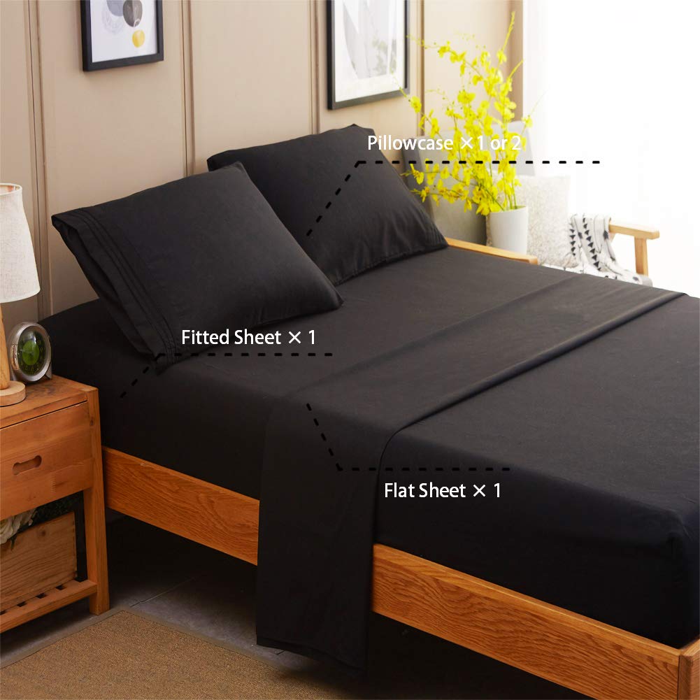 改SONORO KATE Bed Sheet Set Super Soft Microfiber 1800 Thread Count Luxury Egyptian Sheets 16-Inch Deep Pocket Wrinkle and Hypoallergenic-4 Piece(Queen Dark Grey)