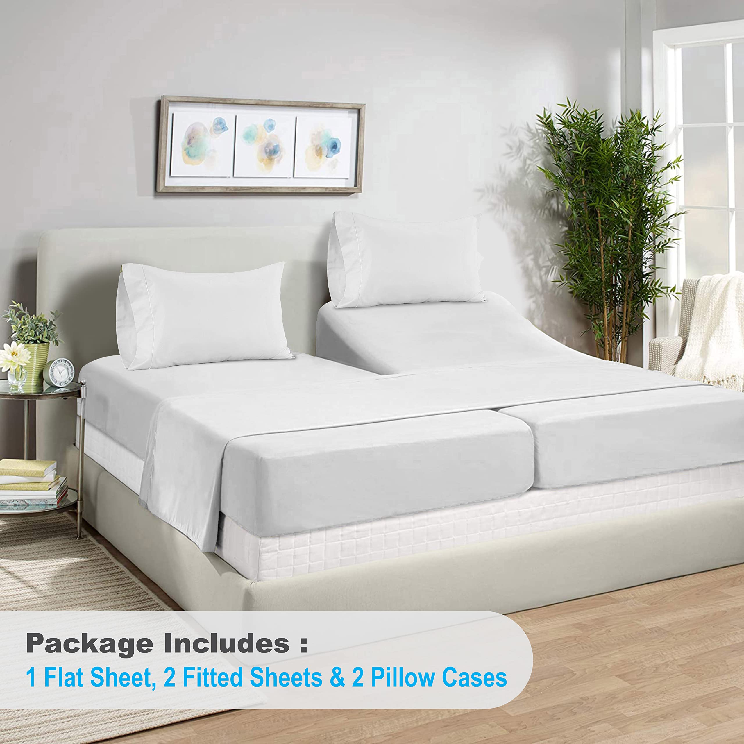 100% Egyptian Cotton Sheets Queen Size - 1000 Thread Count White Bed Sheets for Queen Size Bed, Long Staple Cotton Bedding Sheets, Sateen Weave, Luxury Hotel Sheets, Fits upto 17" Mattress