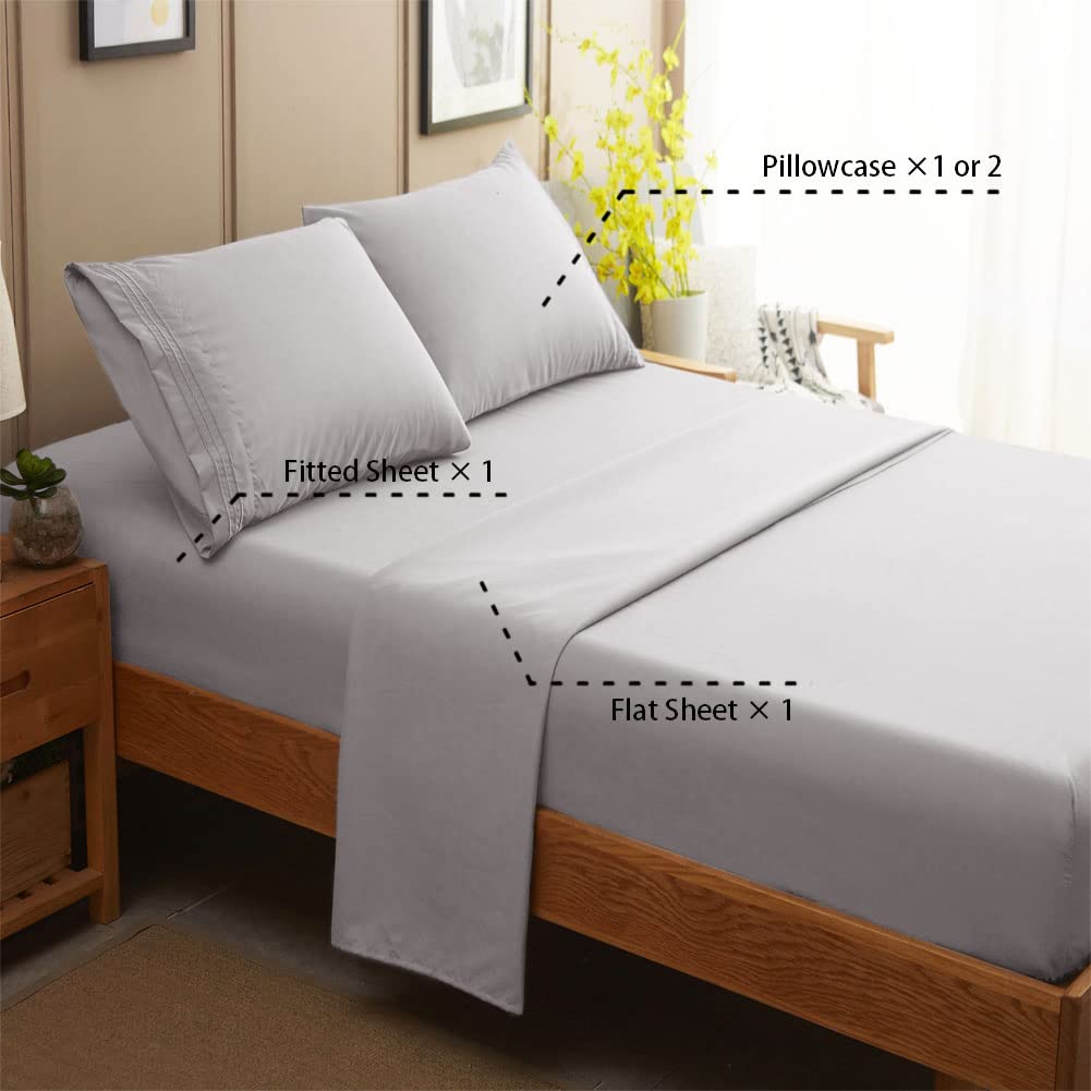 Bed Sheet Set Super Soft Microfiber 1800 Thread Count Luxury Egyptian Sheets 16-Inch Deep Pocket Wrinkle and Hypoallergenic-4 Piece(Queen Dark Grey)