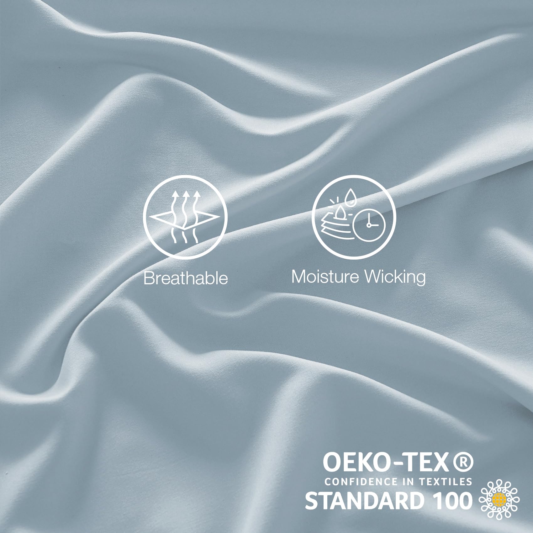 1    Baby Blue Full Size Bed Sheet Sets-Deep Pocket Fitted Sheet & Pillowcase Sets-4 Piece Soft Cooling Microfiber Bedsheets for Double Bed
